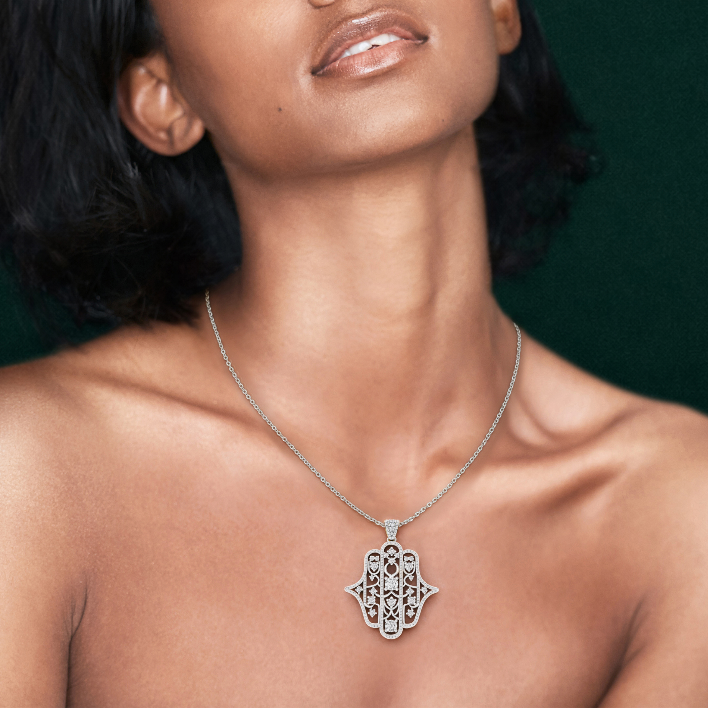 Amuletto, Hamsa Hand Pendant in 18K White Gold