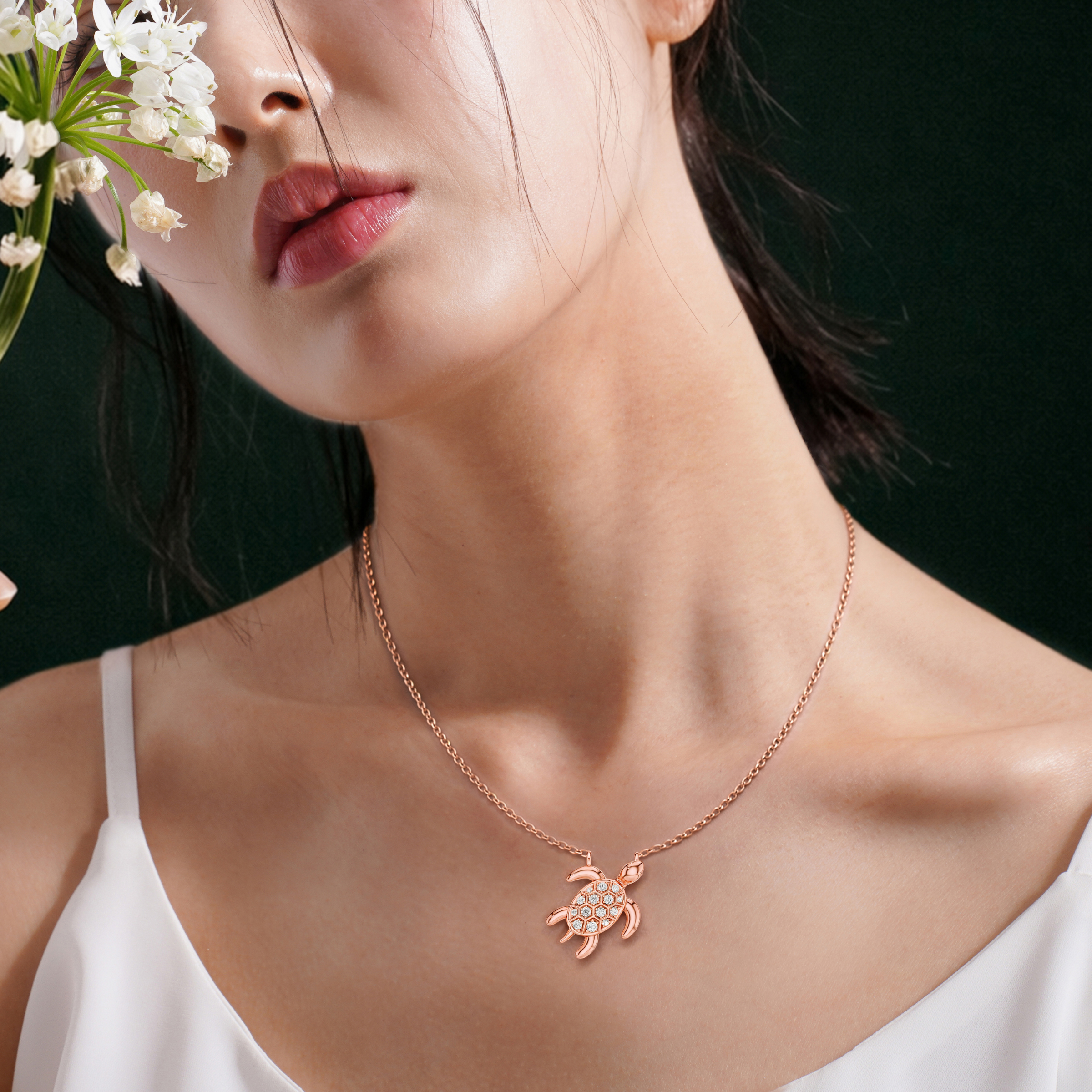 Chelone, Turtle Pendant in 14K Rose Gold