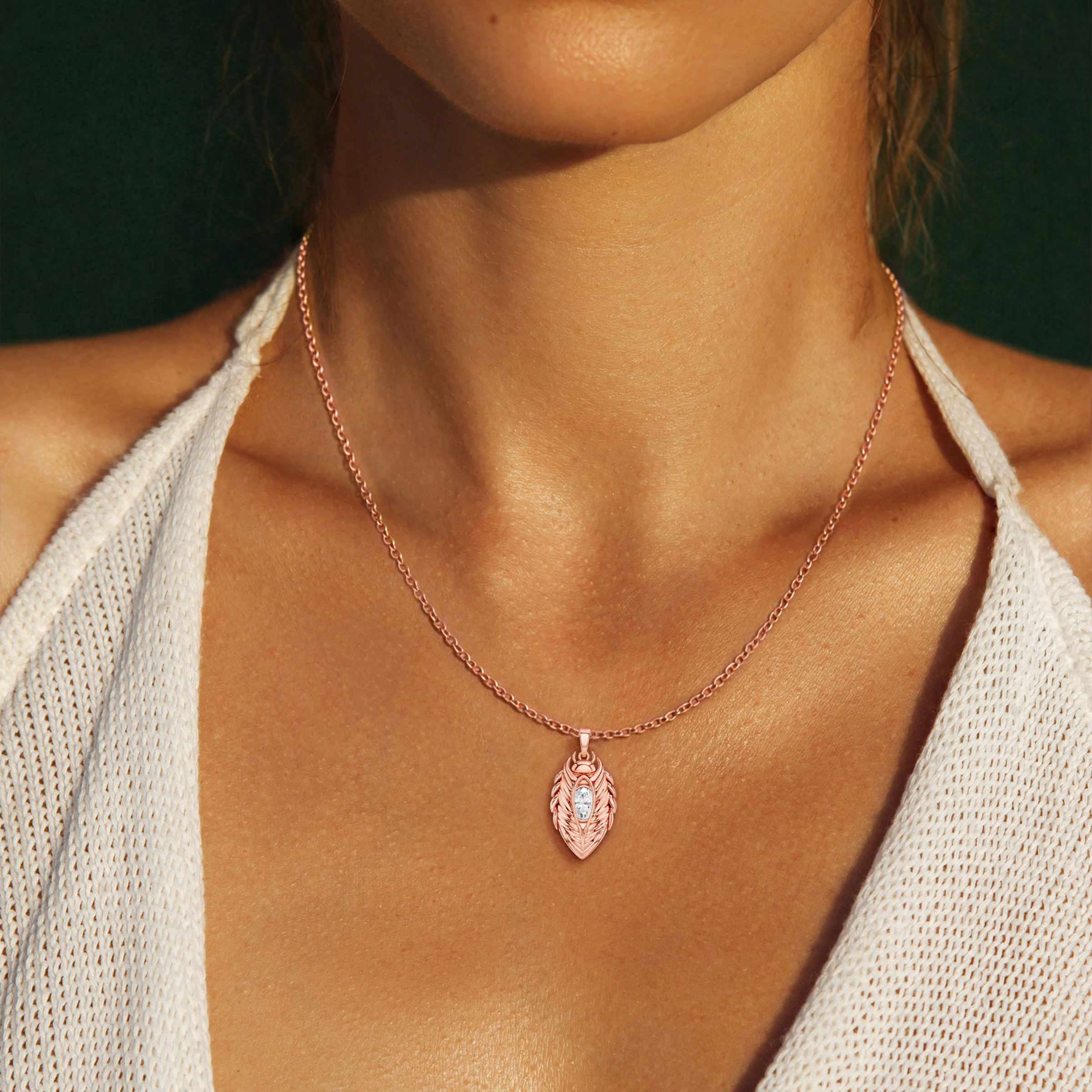 Scarabyne, Scarab Pendant in 14K Rose Gold