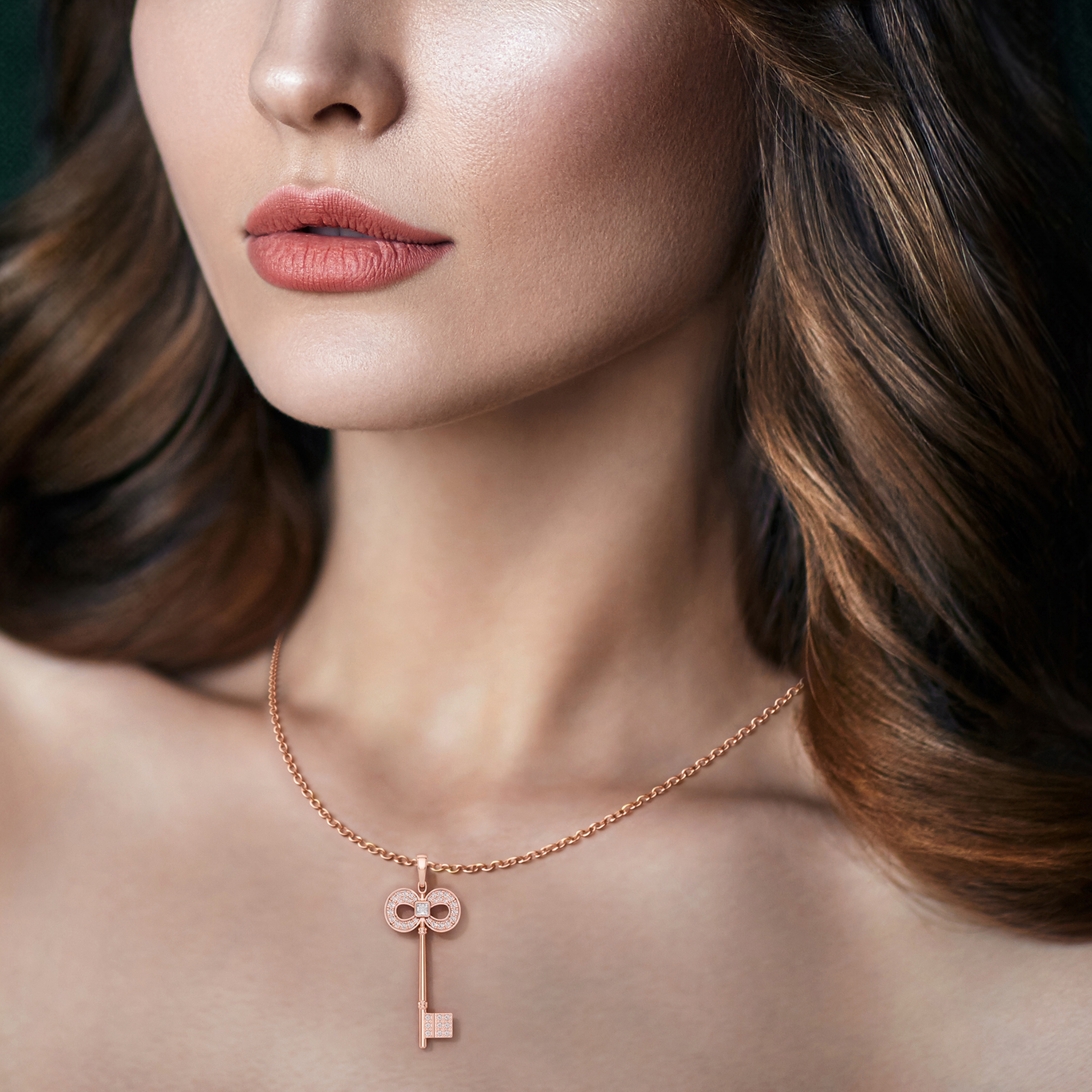 Keeley, Key Pendant in 18K Rose Gold