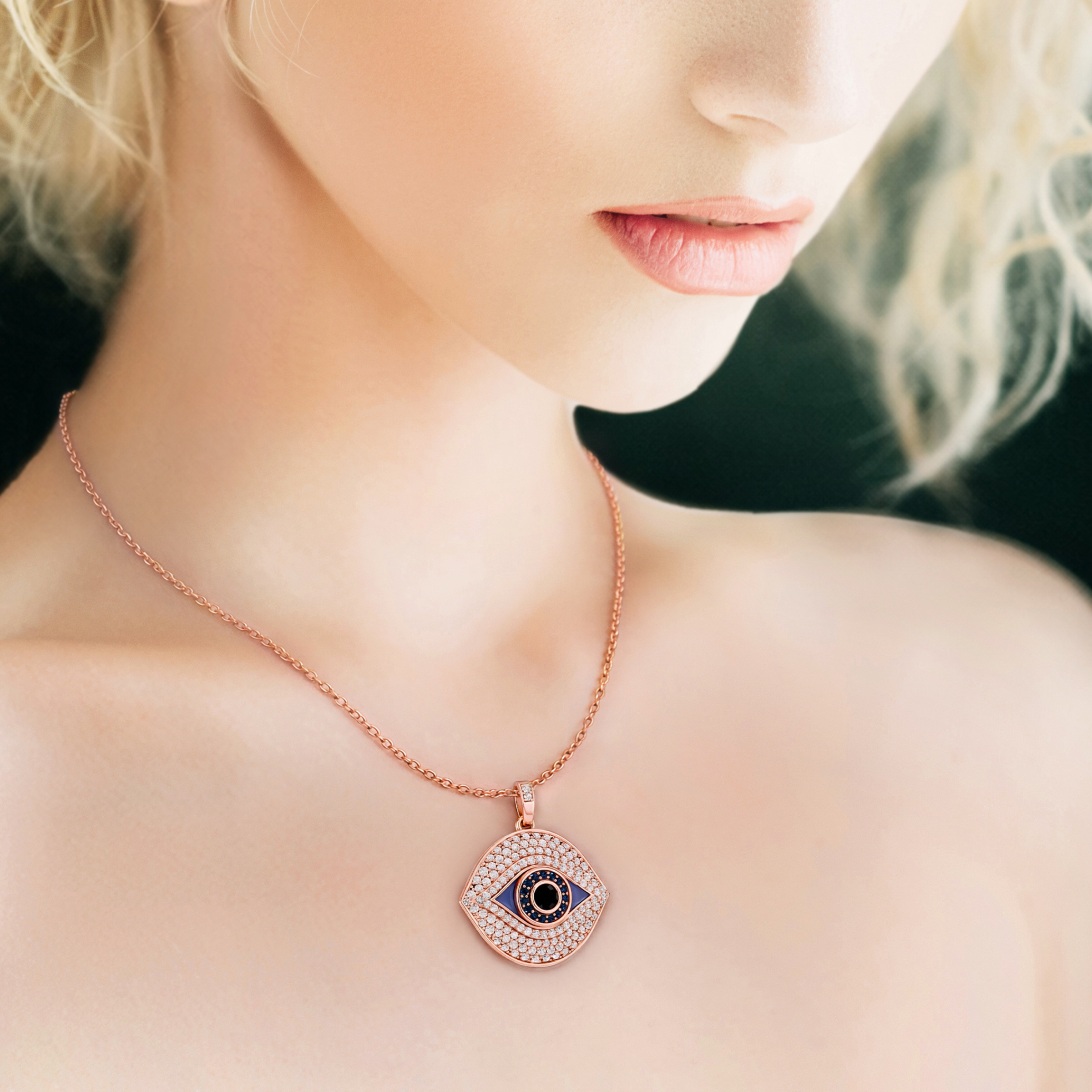 Iris, Evil Eye Pendant in 14K Rose Gold
