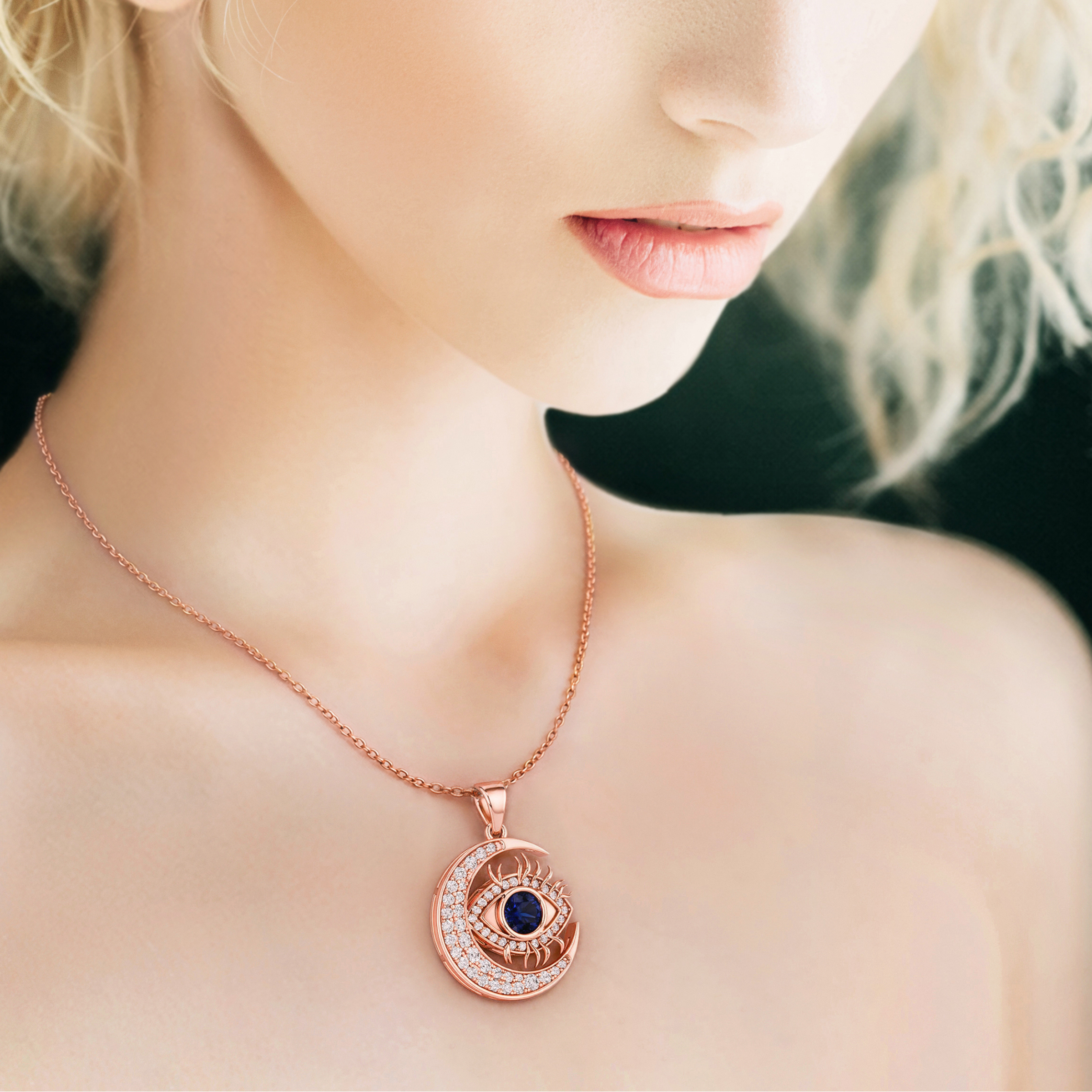 Nazaria, Evil Eye Pendant in 14K Rose Gold