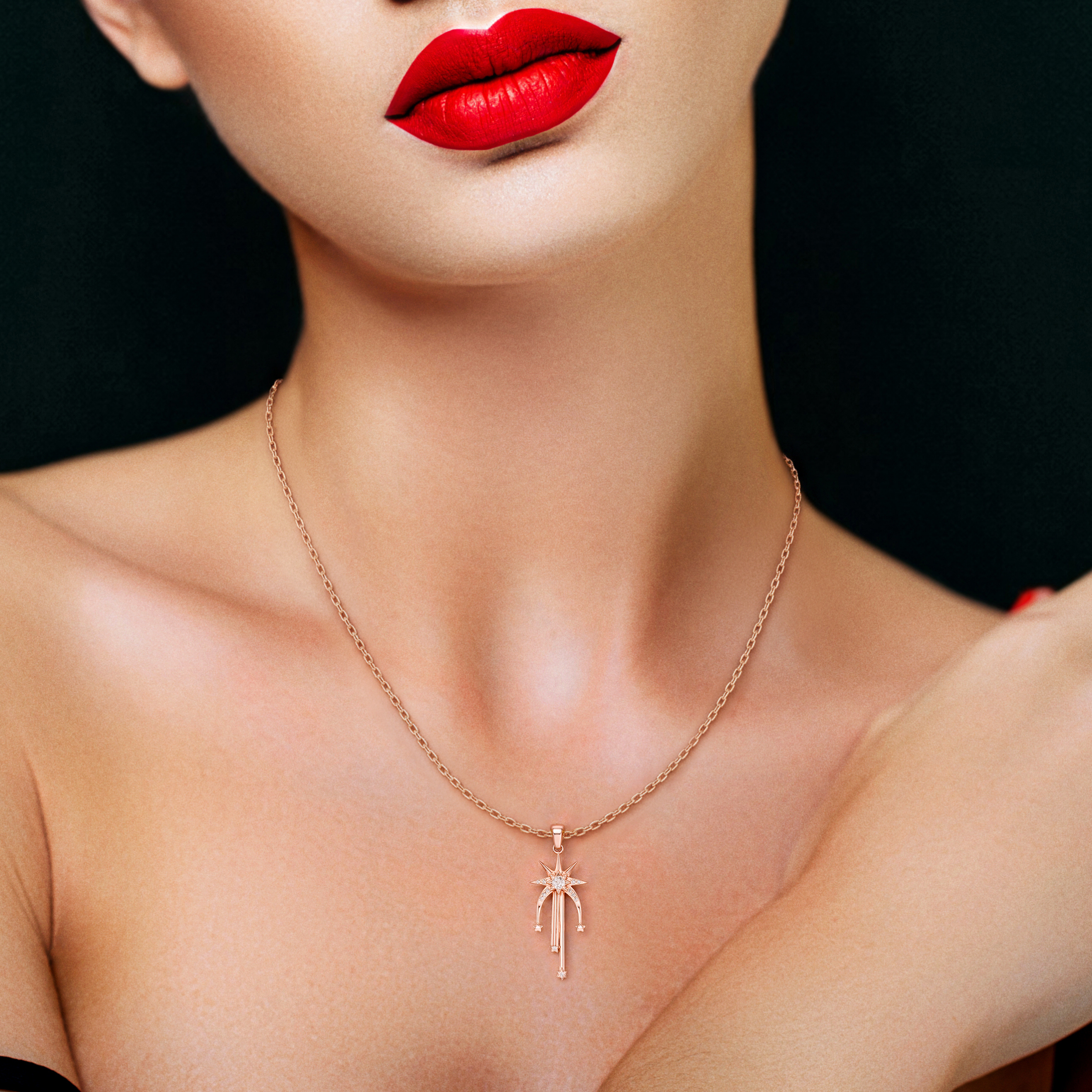 Skyfall, Shooting Star Pendant in 18K Rose Gold