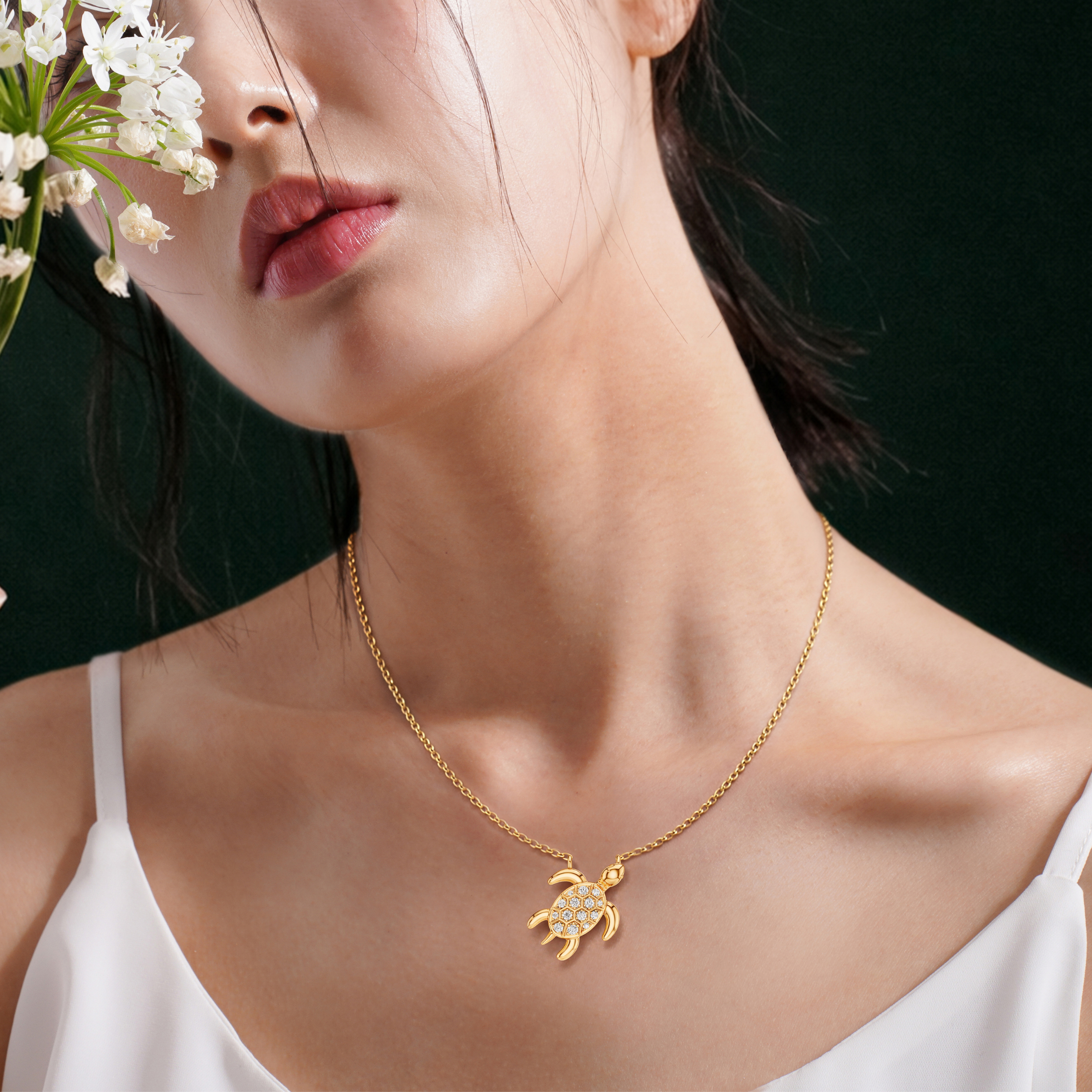 Chelone, Turtle Pendant in 14K Yellow Gold