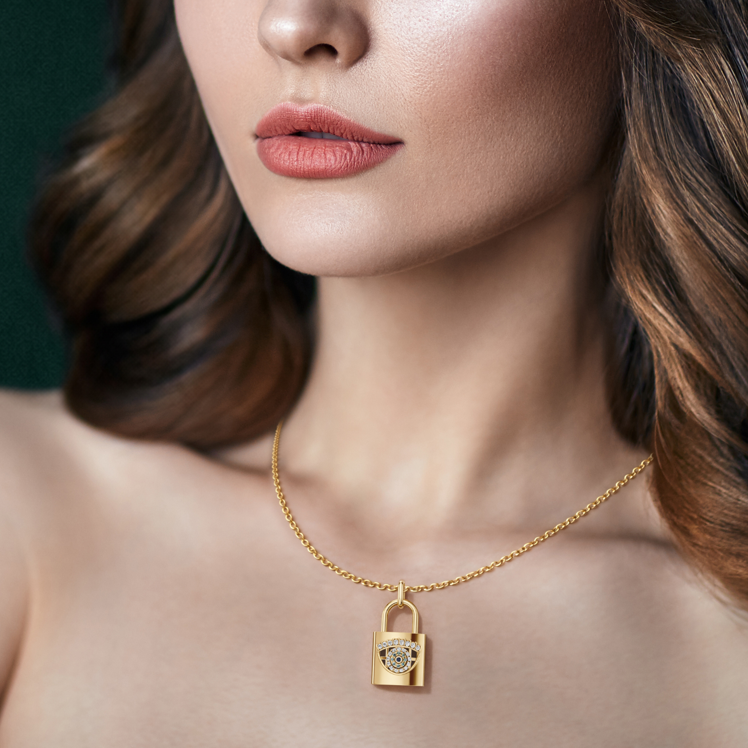 ILOCH, Evil Eye Pendant in 14K Yellow Gold