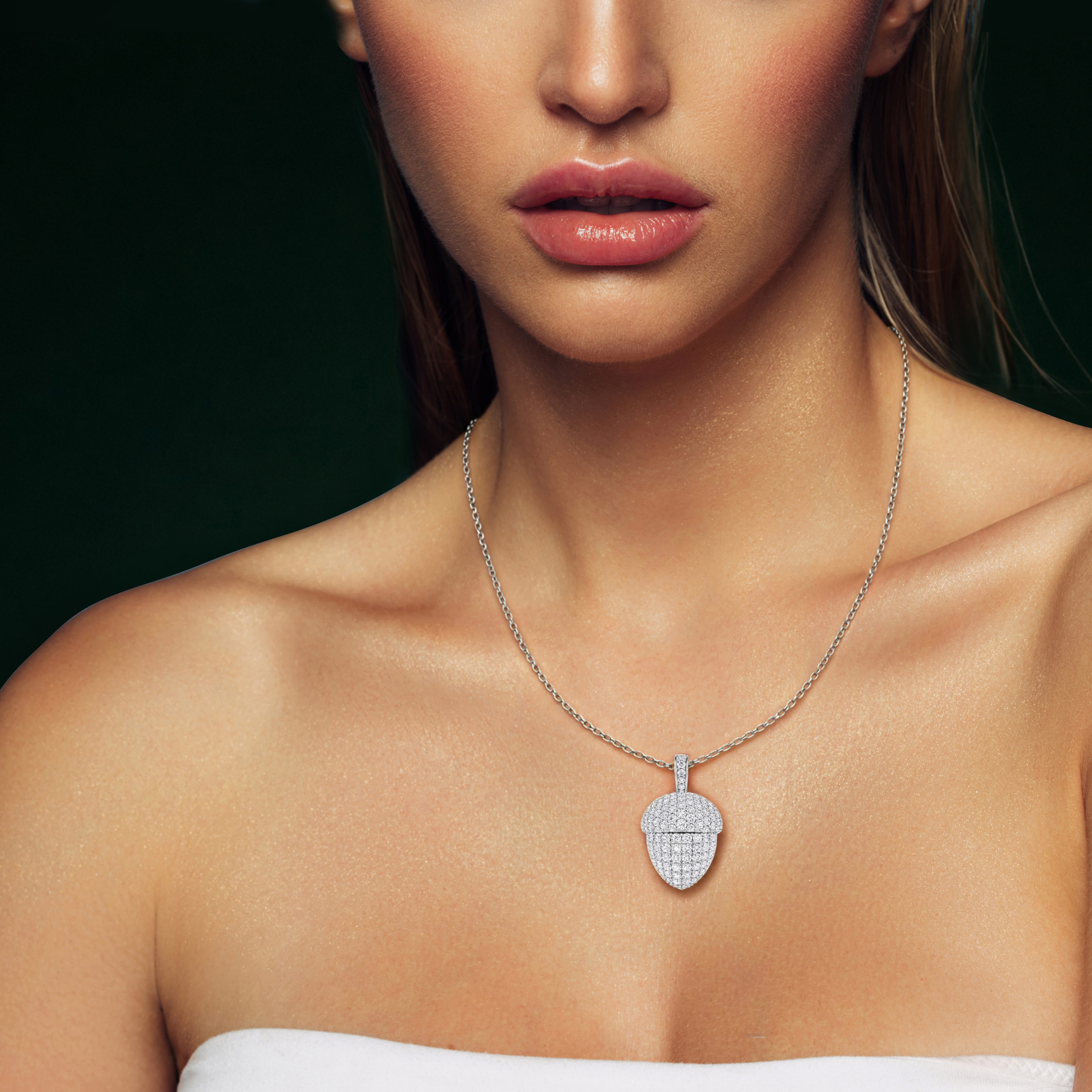 Oaklore, Acorn Pendant in 14K White Gold