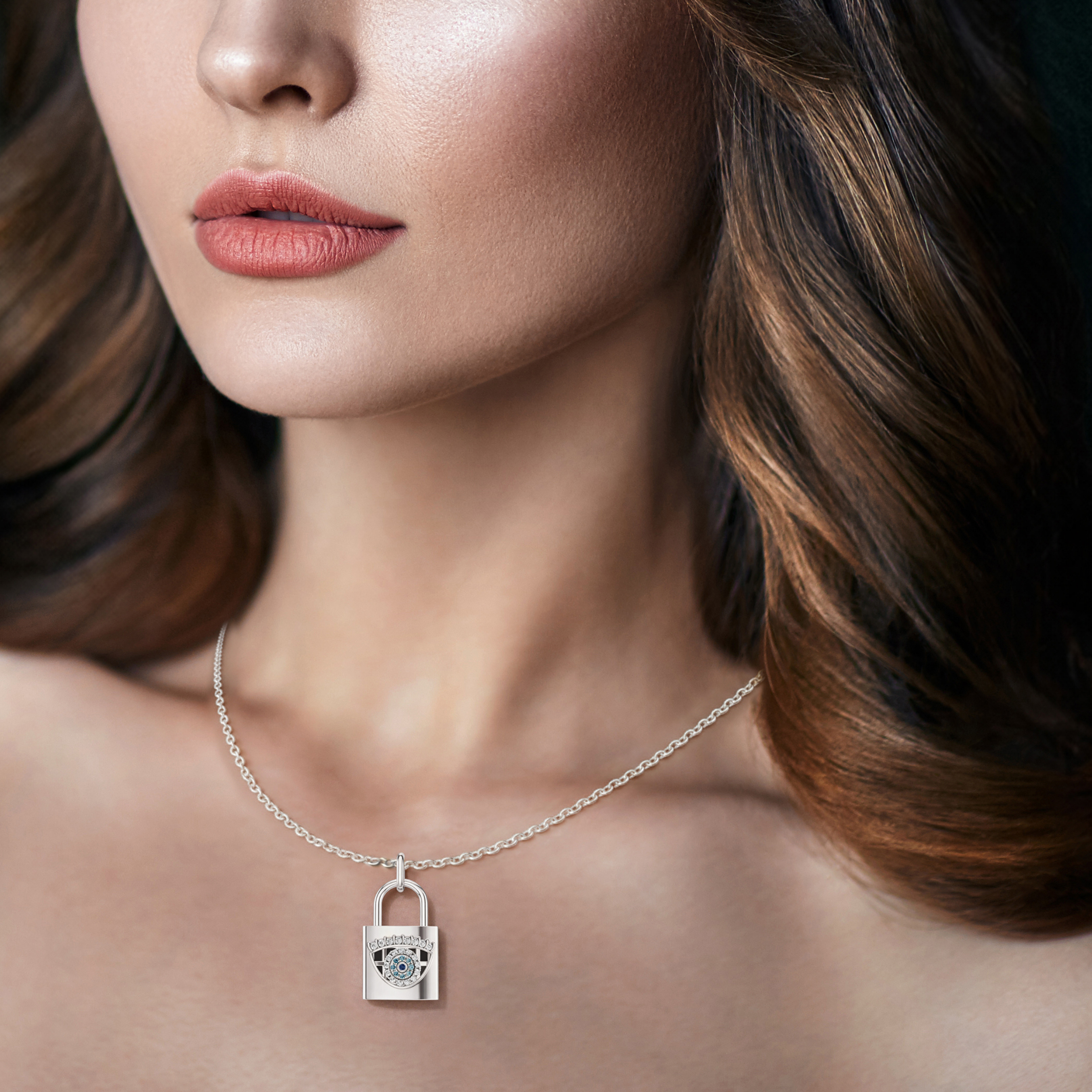 ILOCH, Evil Eye Pendant in 18K White Gold