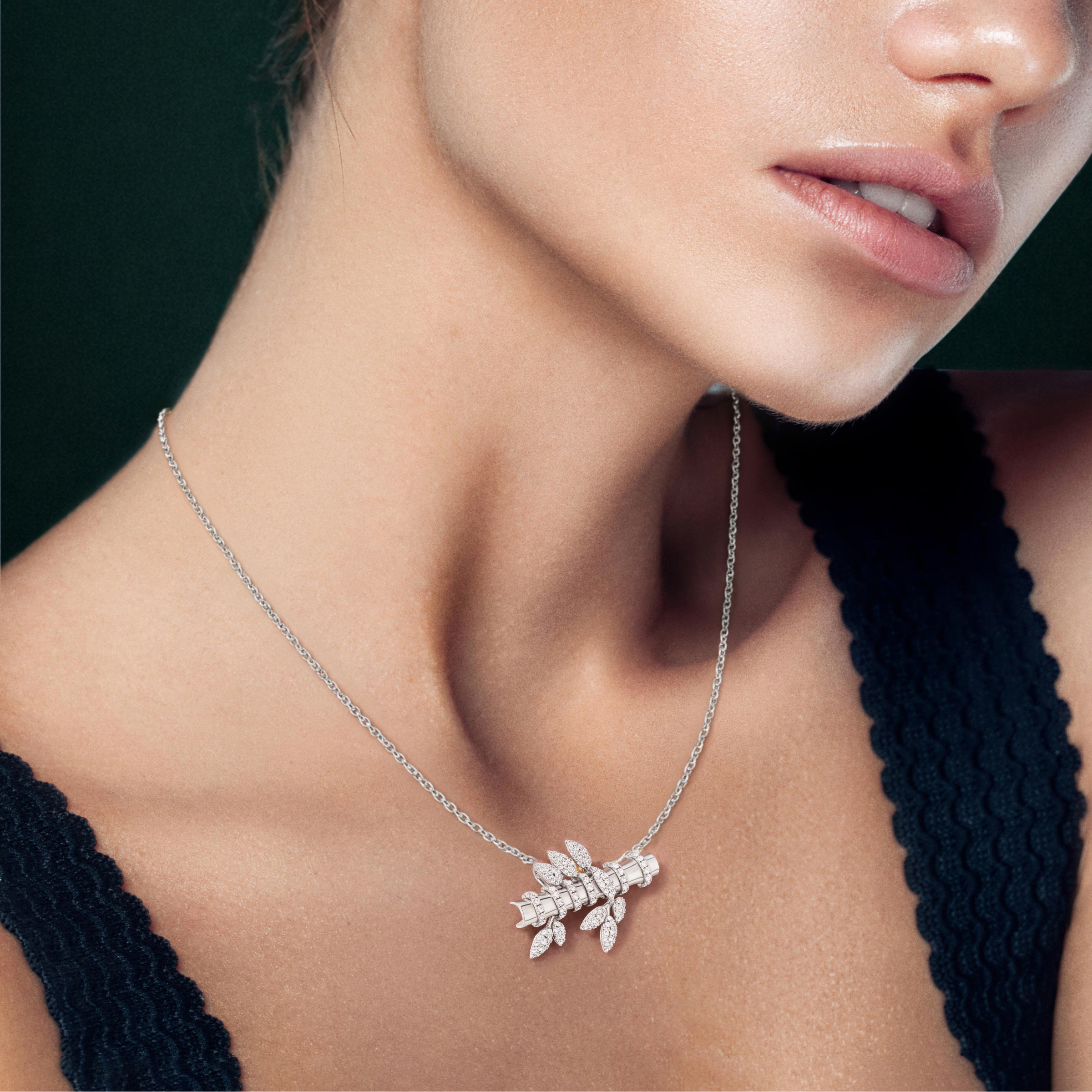 Flutia, Bamboo Pendant in 18K White Gold