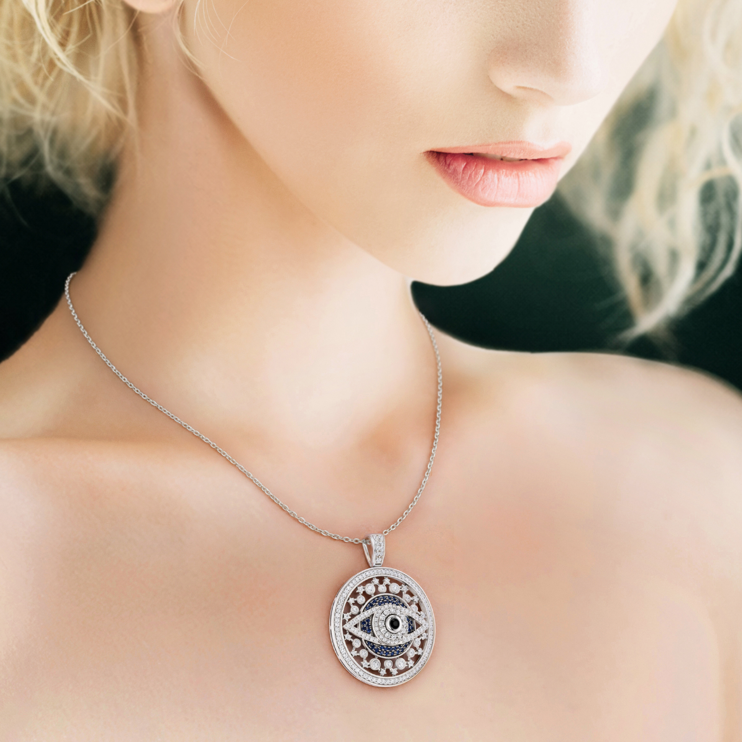 Occulux, Evil Eye Pendant in 14K White Gold