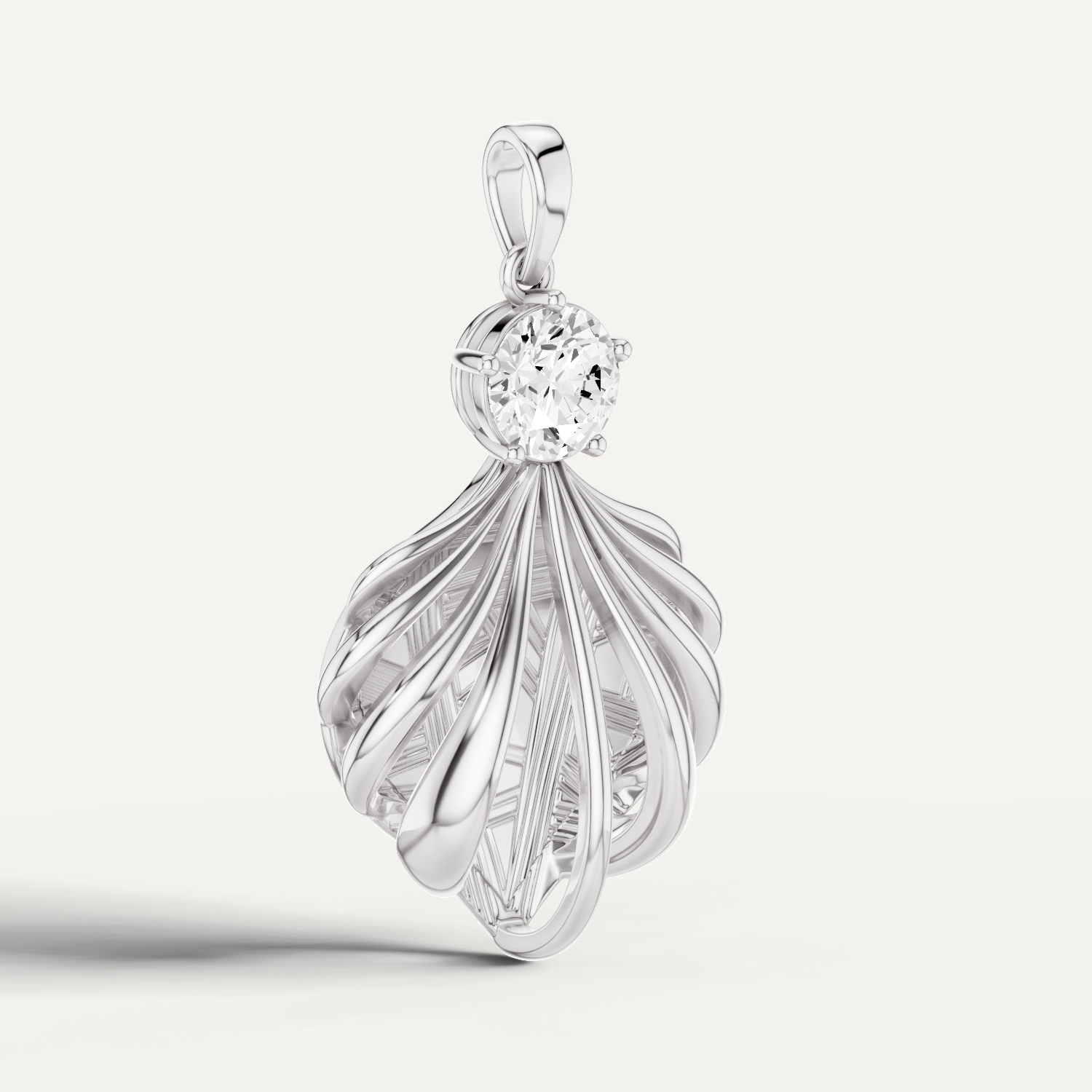 Shelly, Sea Shell Pendant in 14K White Gold
