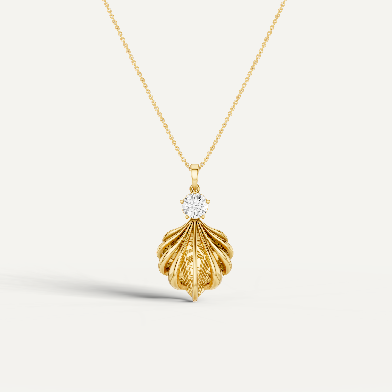 Shelly, Sea Shell Pendant in 14K Yellow Gold