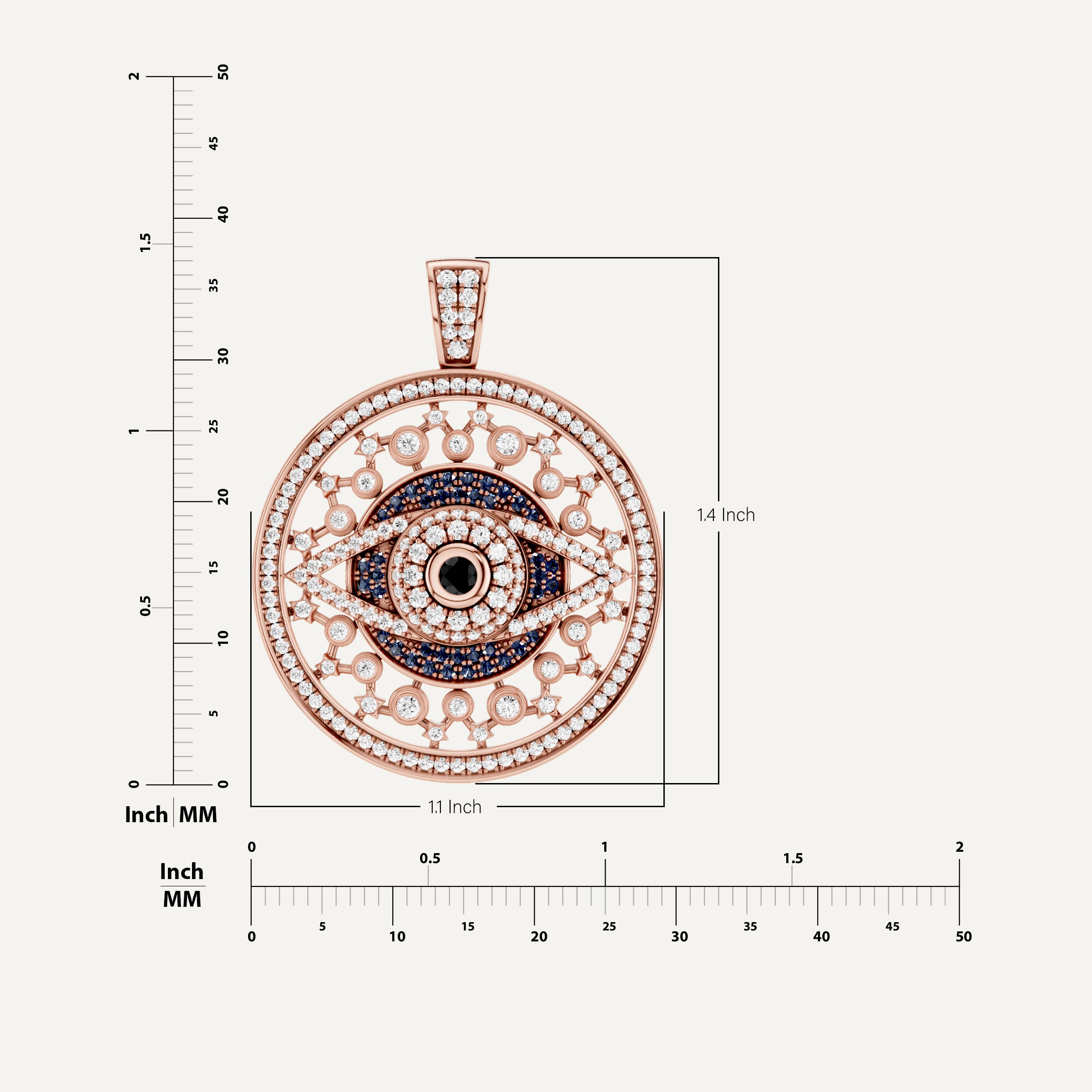 Occulux, Evil Eye Pendant in 14K Rose Gold