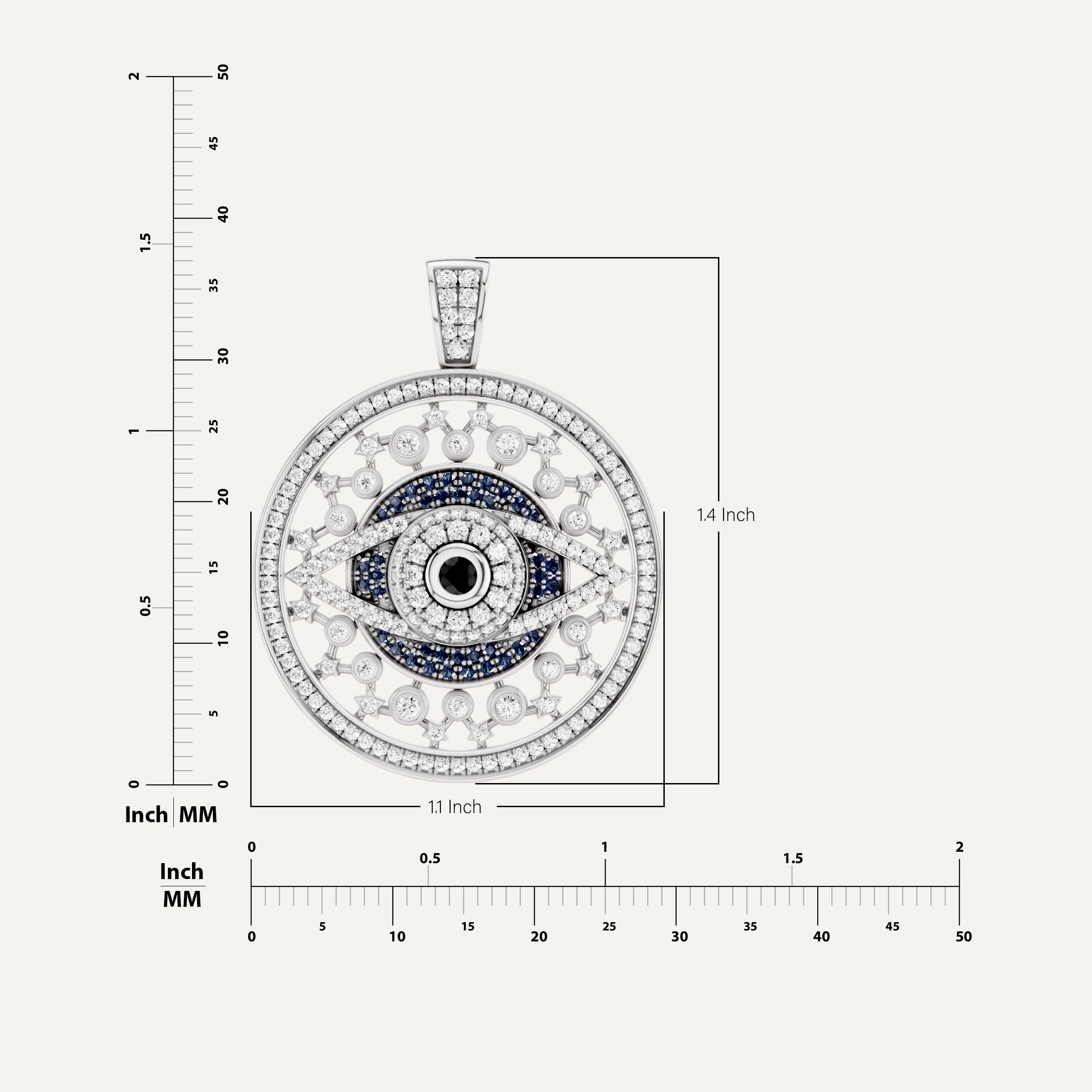 Occulux, Evil Eye Pendant in 14K White Gold
