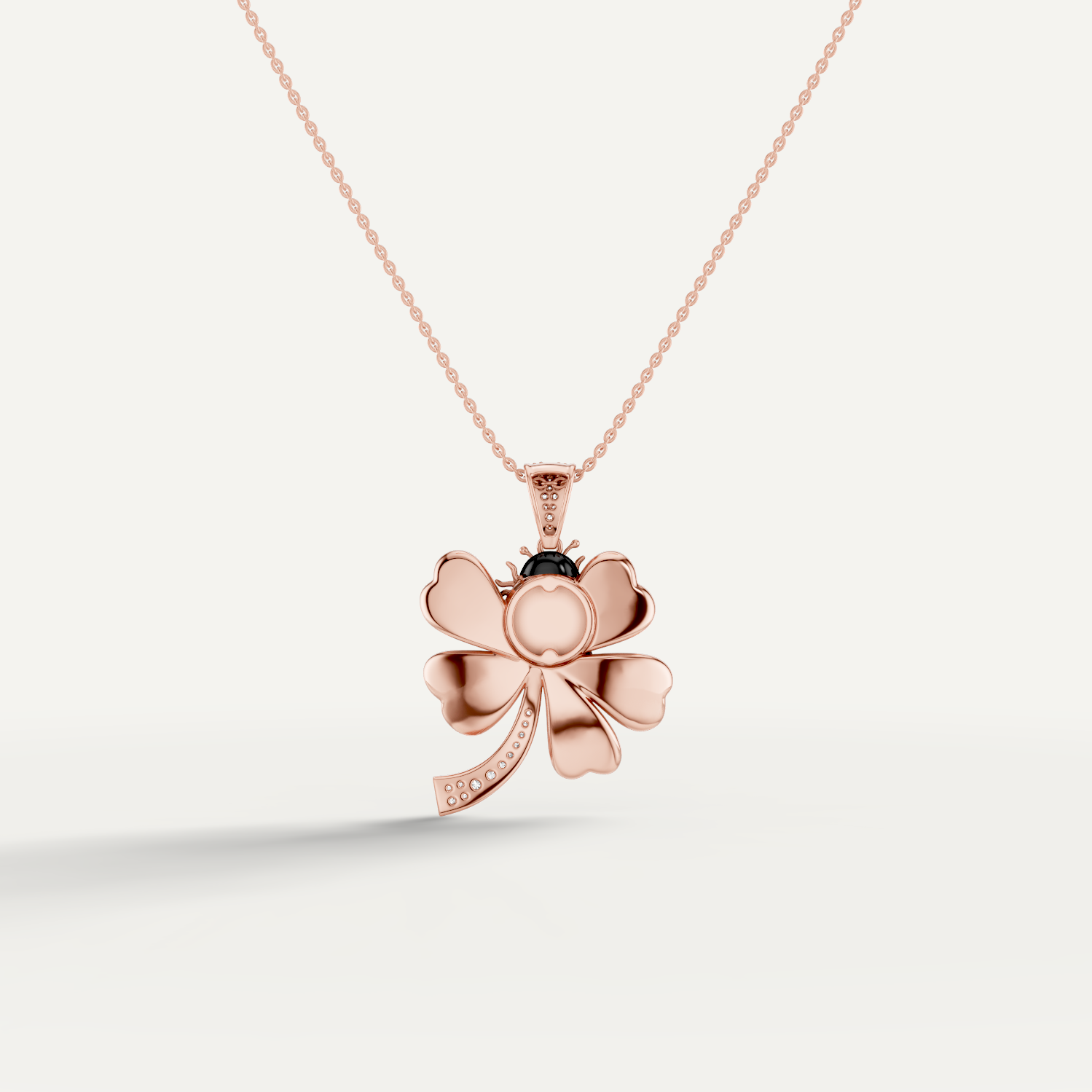 Lady Luck, Clover Leaf Pendant in 14K Rose Gold