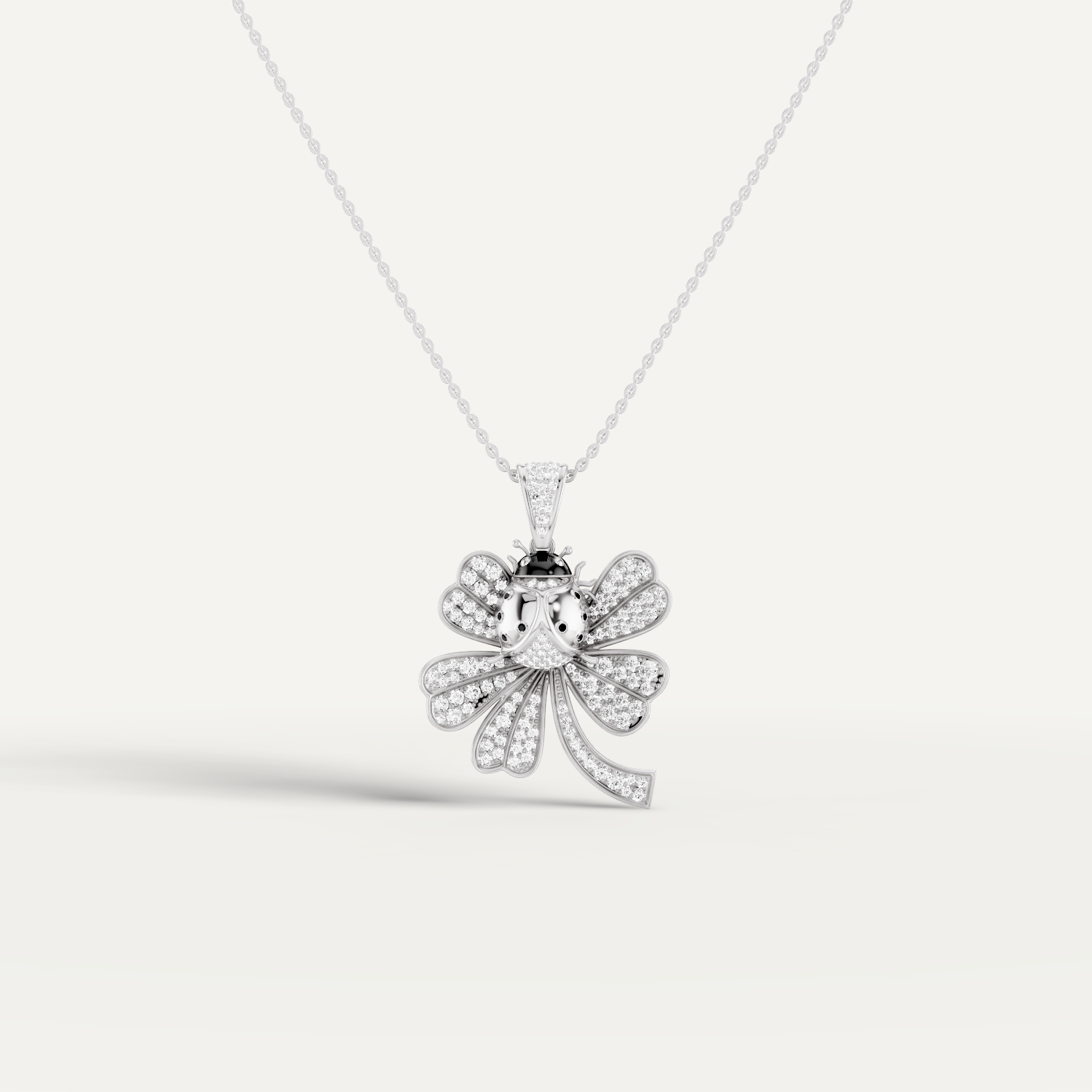 Lady Luck, Clover Leaf Pendant in 18K White Gold