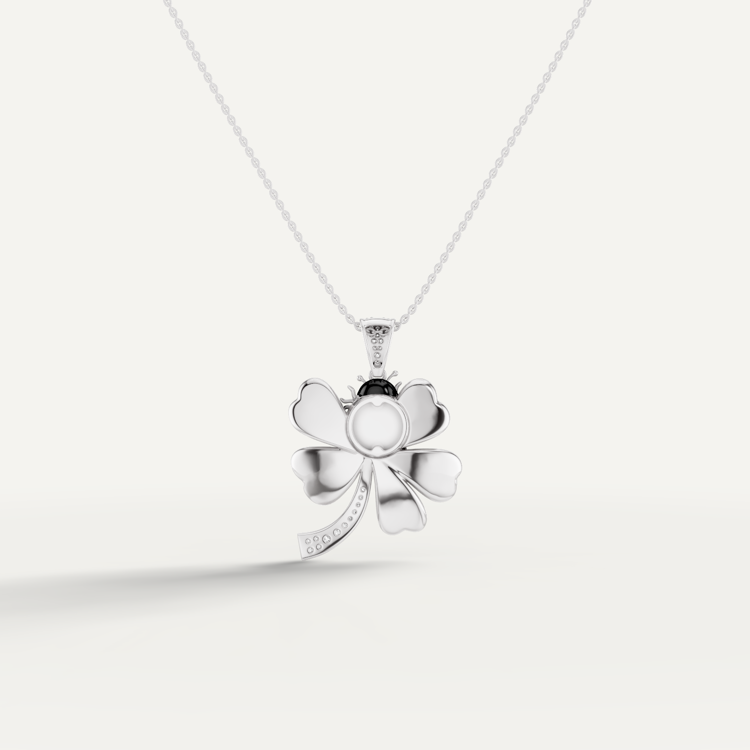 Lady Luck, Clover Leaf Pendant in 18K White Gold
