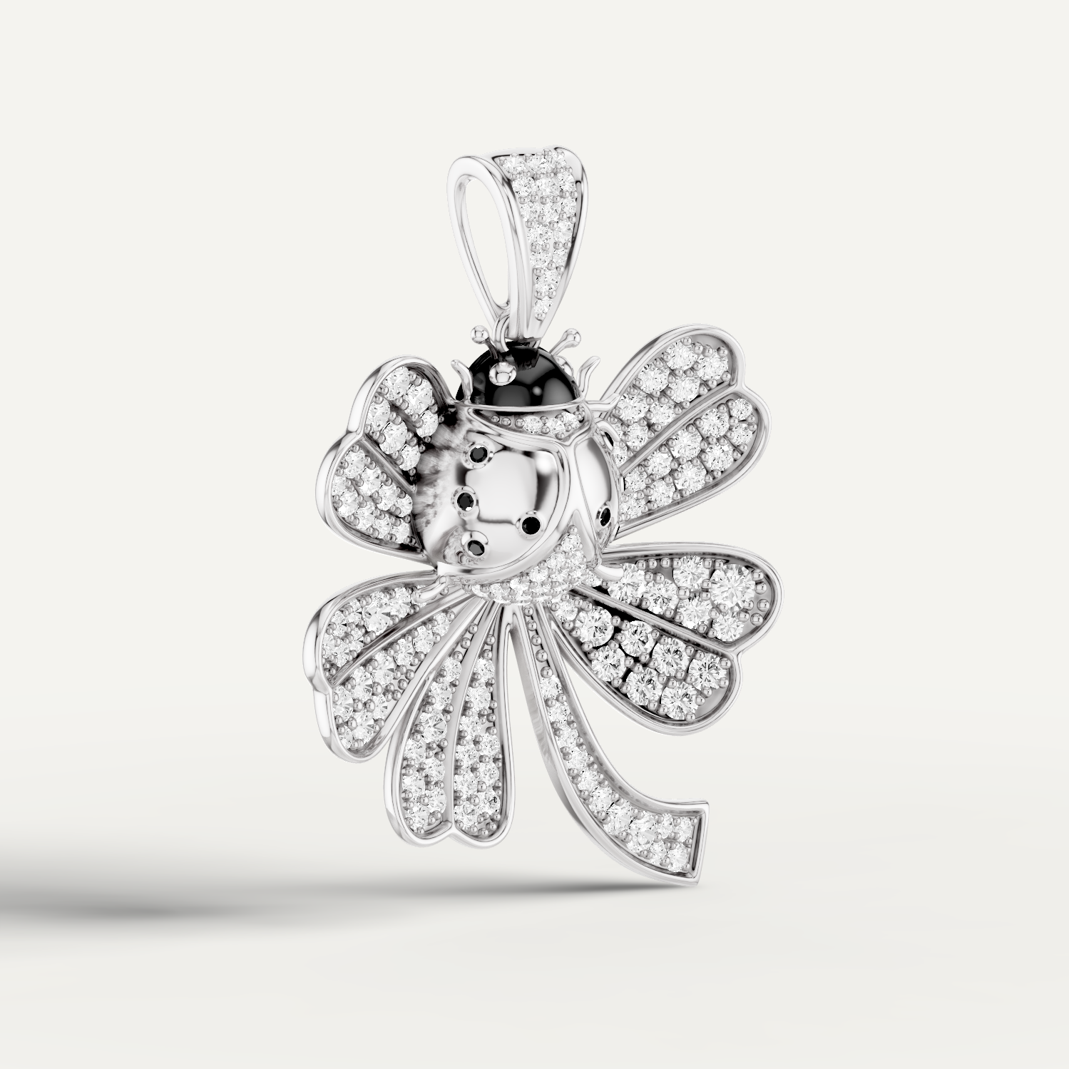 Lady Luck, Clover Leaf Pendant in 18K White Gold