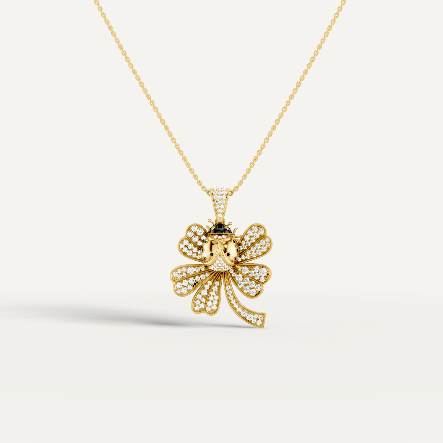 Lady Luck, Clover Leaf Pendant in 18K Yellow Gold