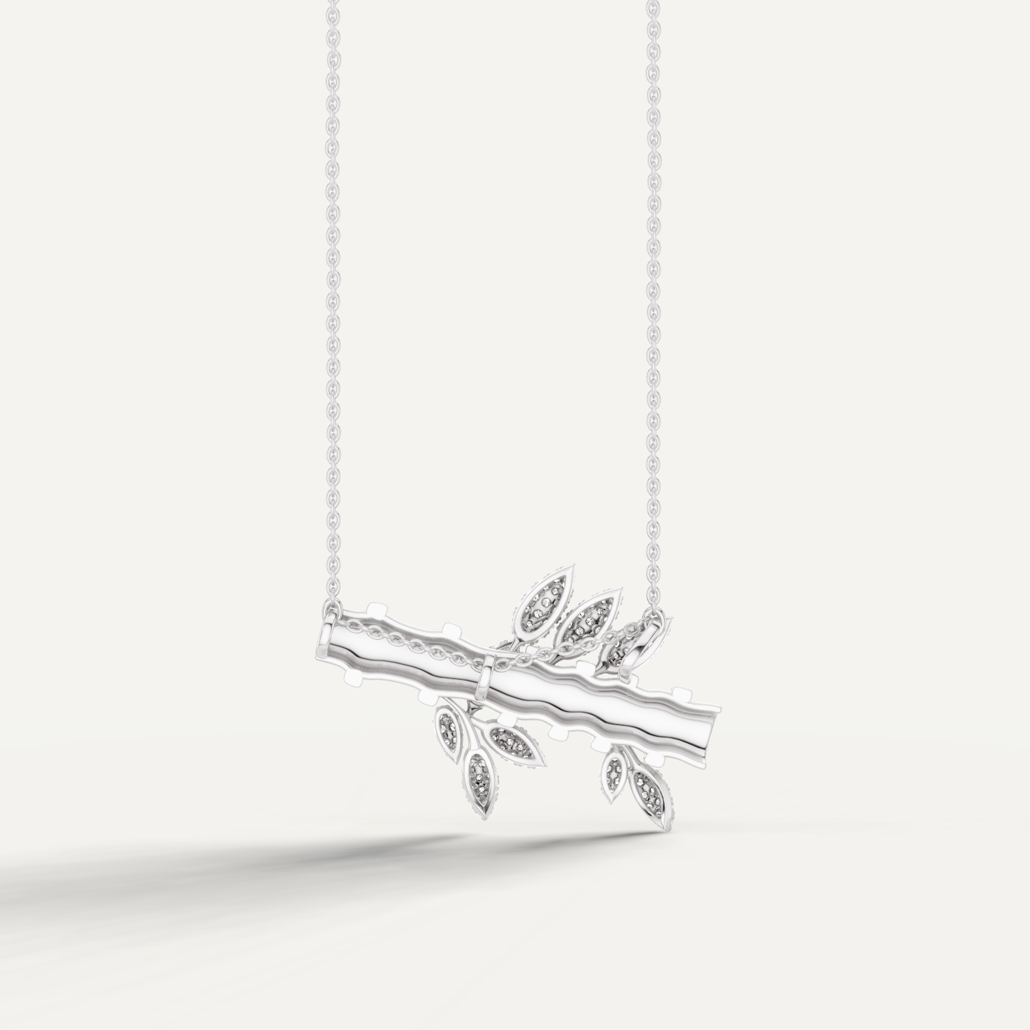 Flutia, Bamboo Pendant in 18K White Gold