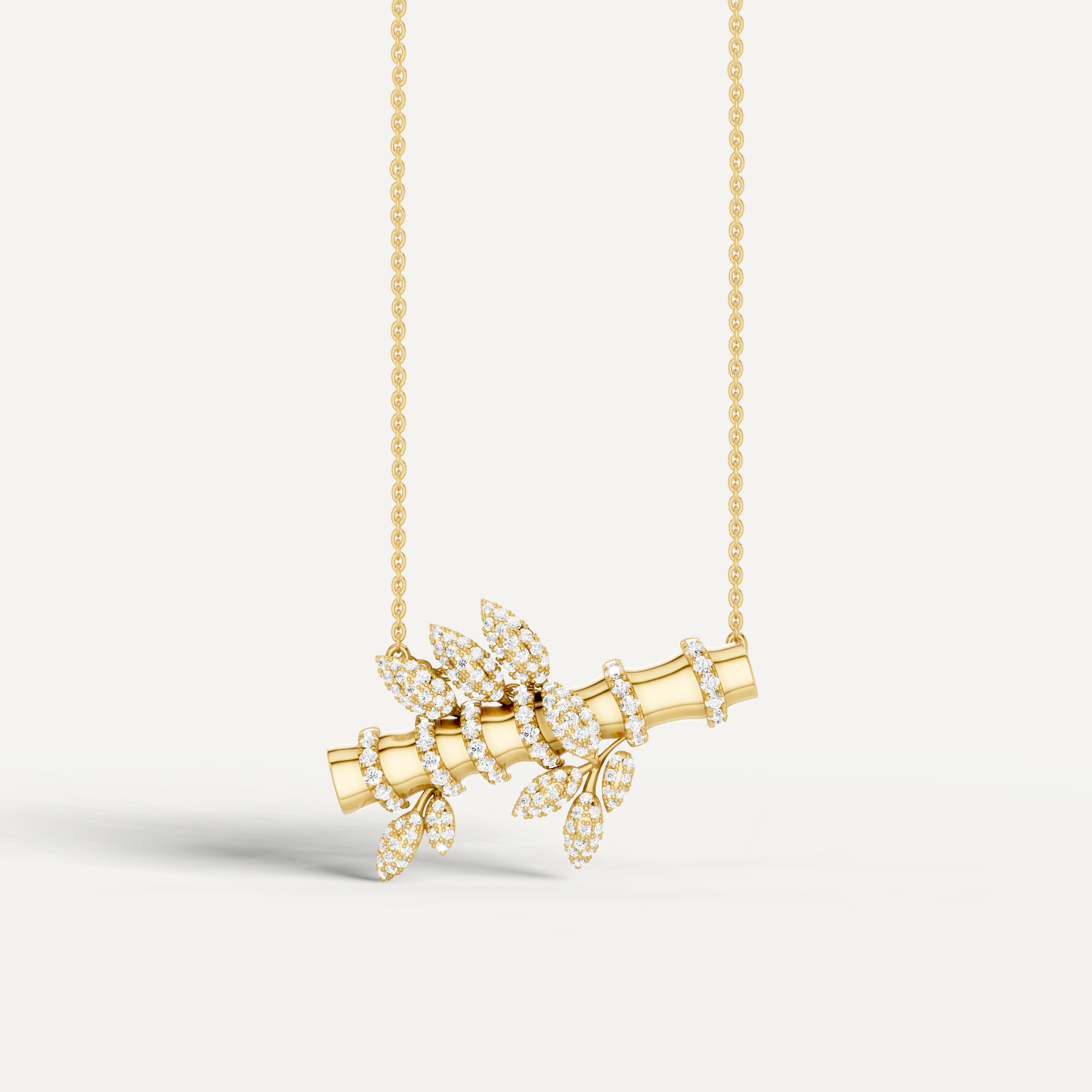 Flutia, Bamboo Pendant in 18K Yellow Gold