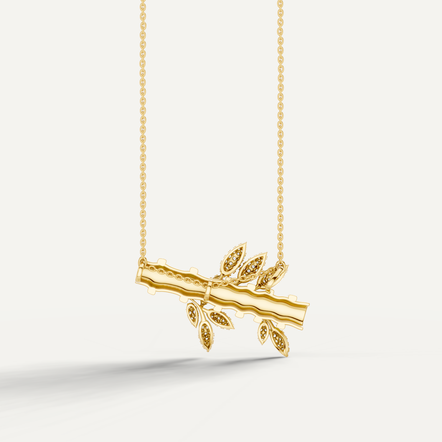 Flutia, Bamboo Pendant in 18K Yellow Gold