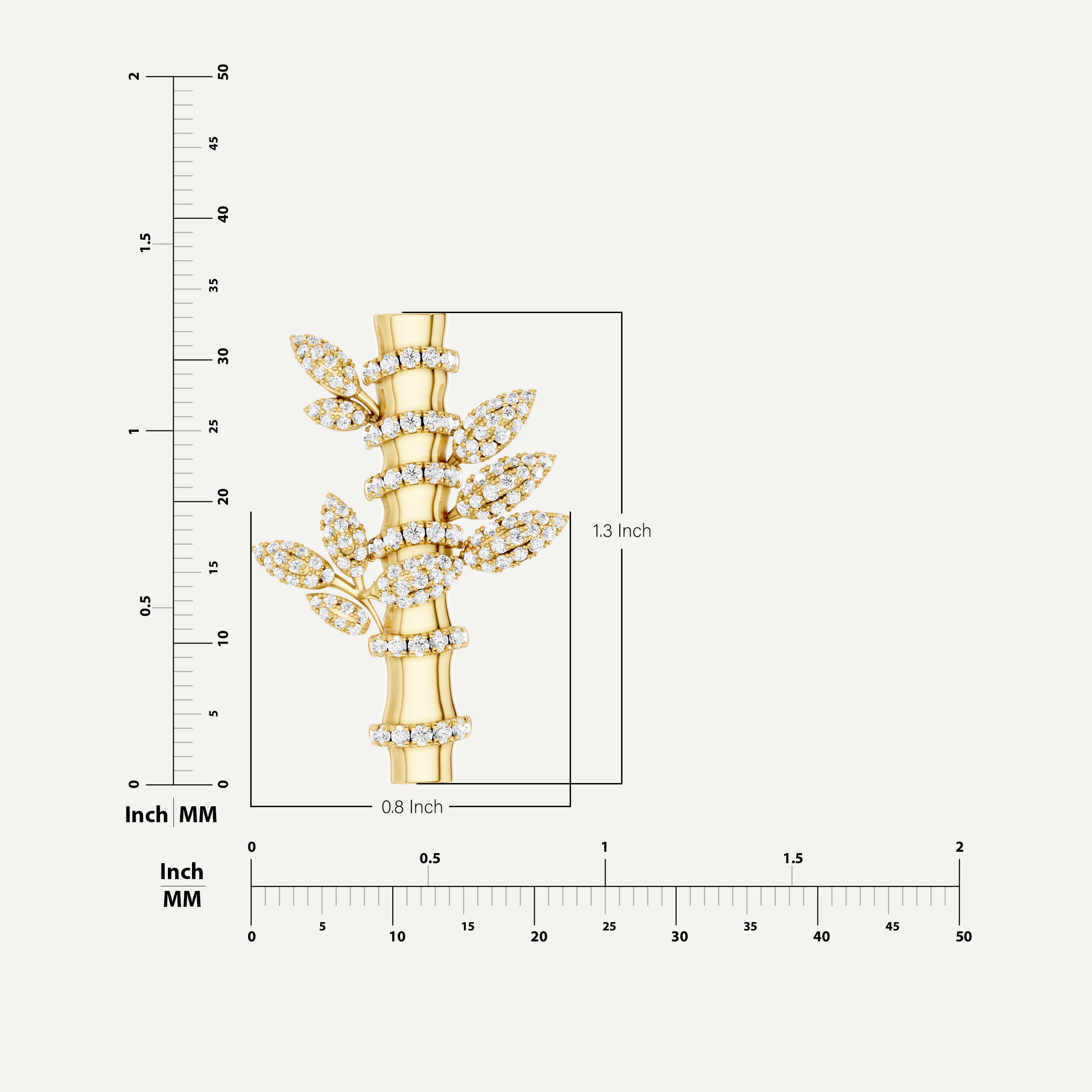 Flutia, Bamboo Pendant in 18K Yellow Gold