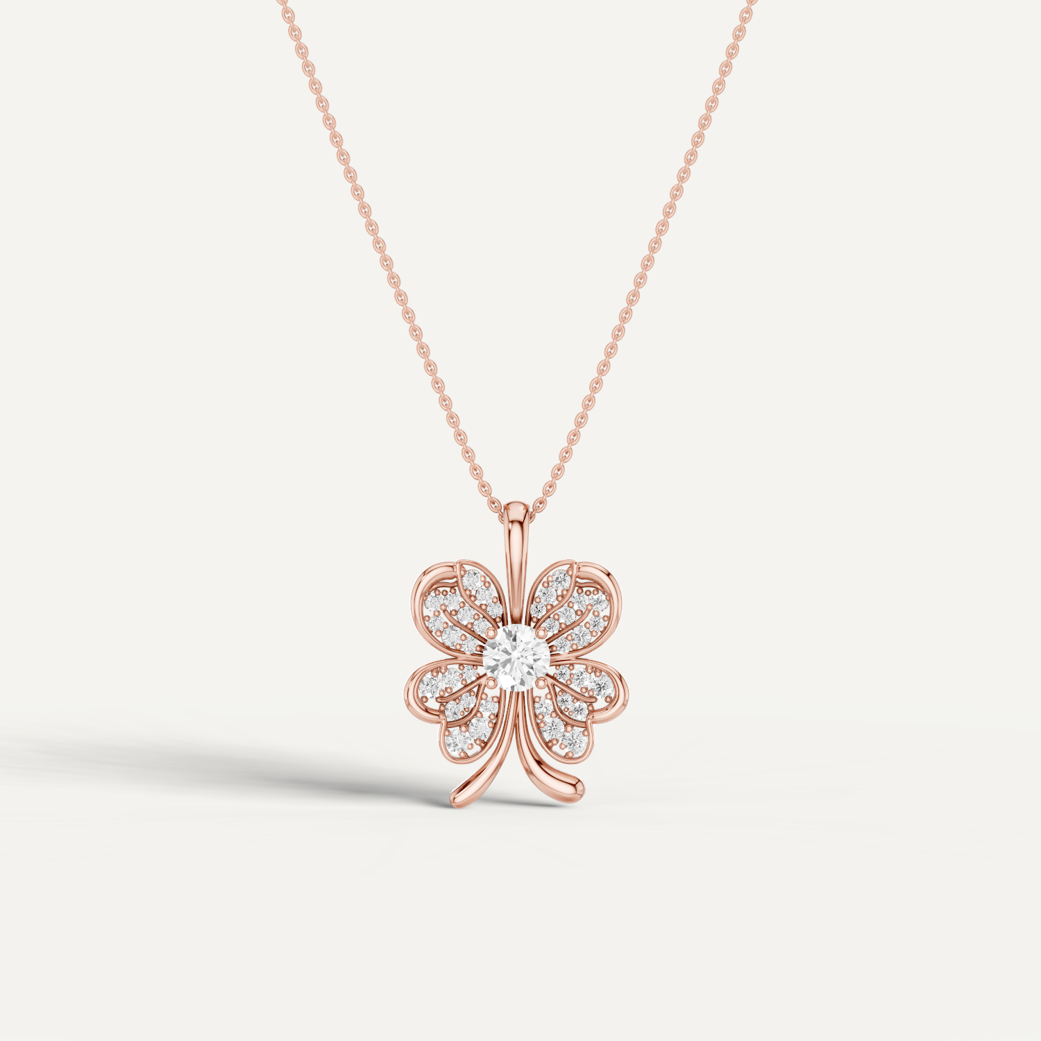 Clovery, Clover Leaf Pendant in 14K Rose Gold