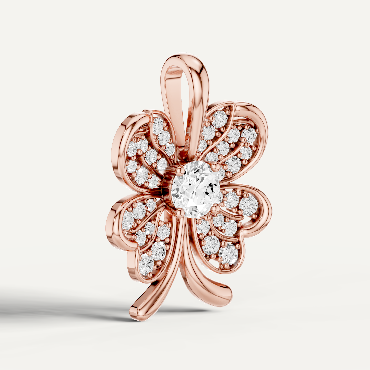 Clovery, Clover Leaf Pendant in 14K Rose Gold