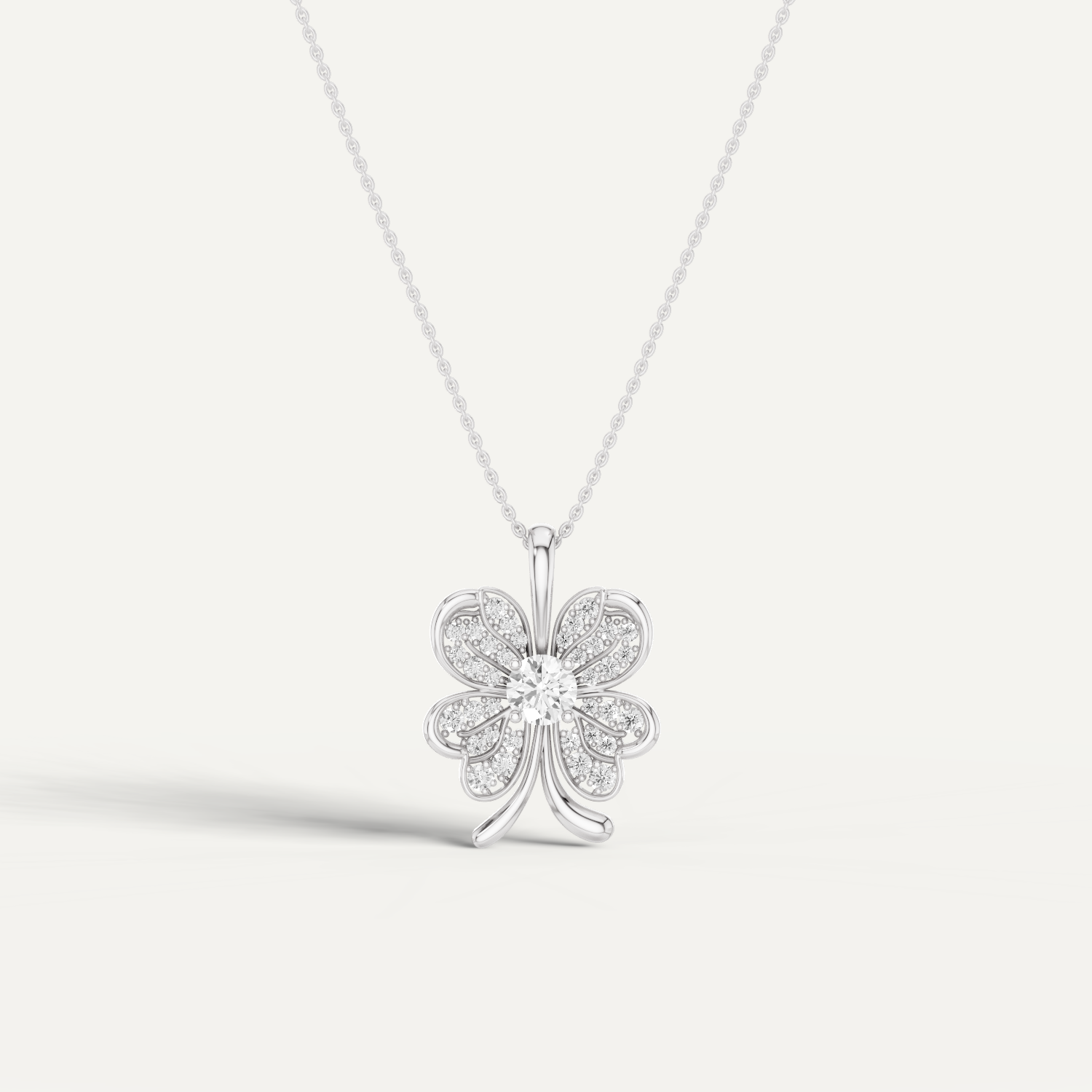 Clovery, Clover Leaf Pendant in 14K White Gold