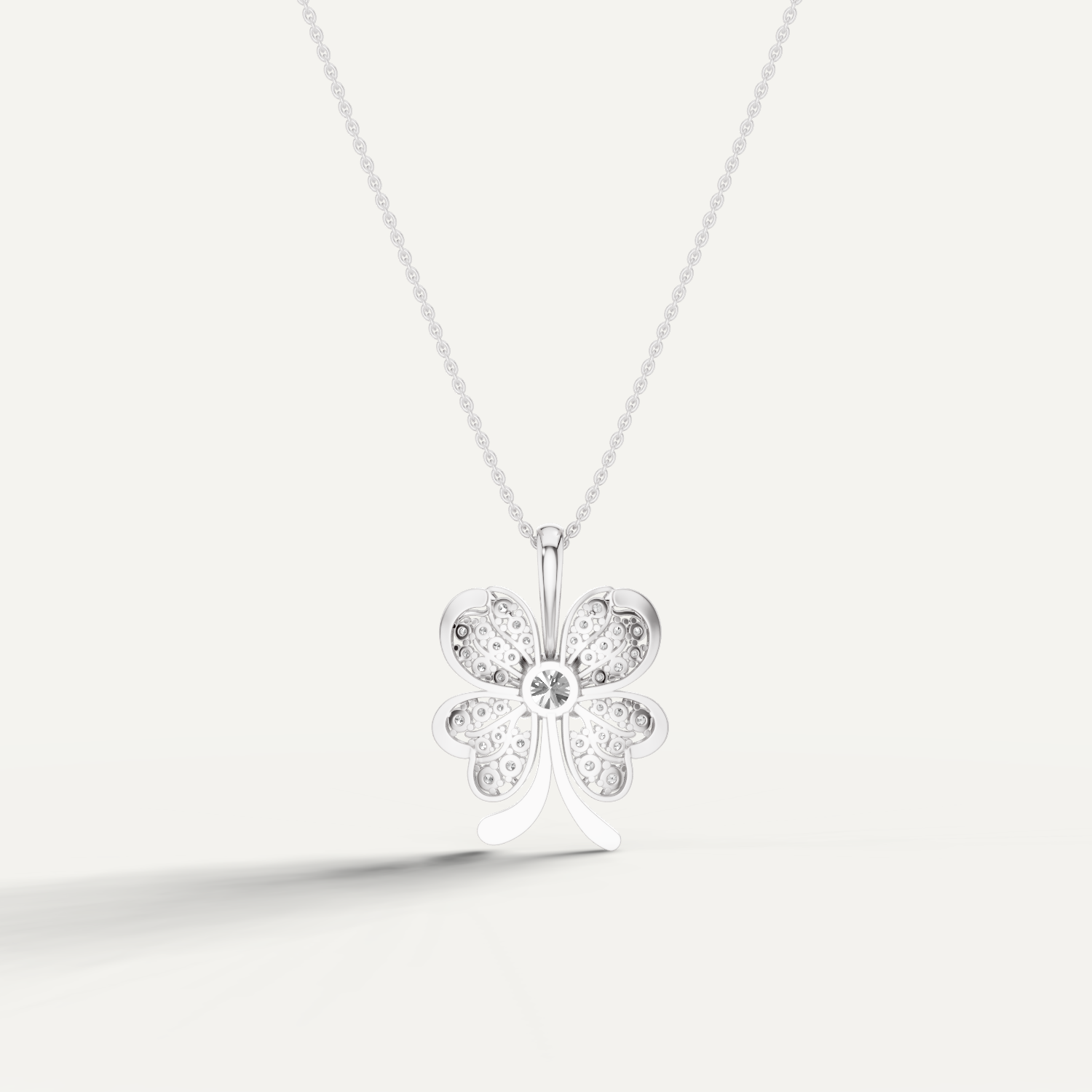 Clovery, Clover Leaf Pendant in 14K White Gold