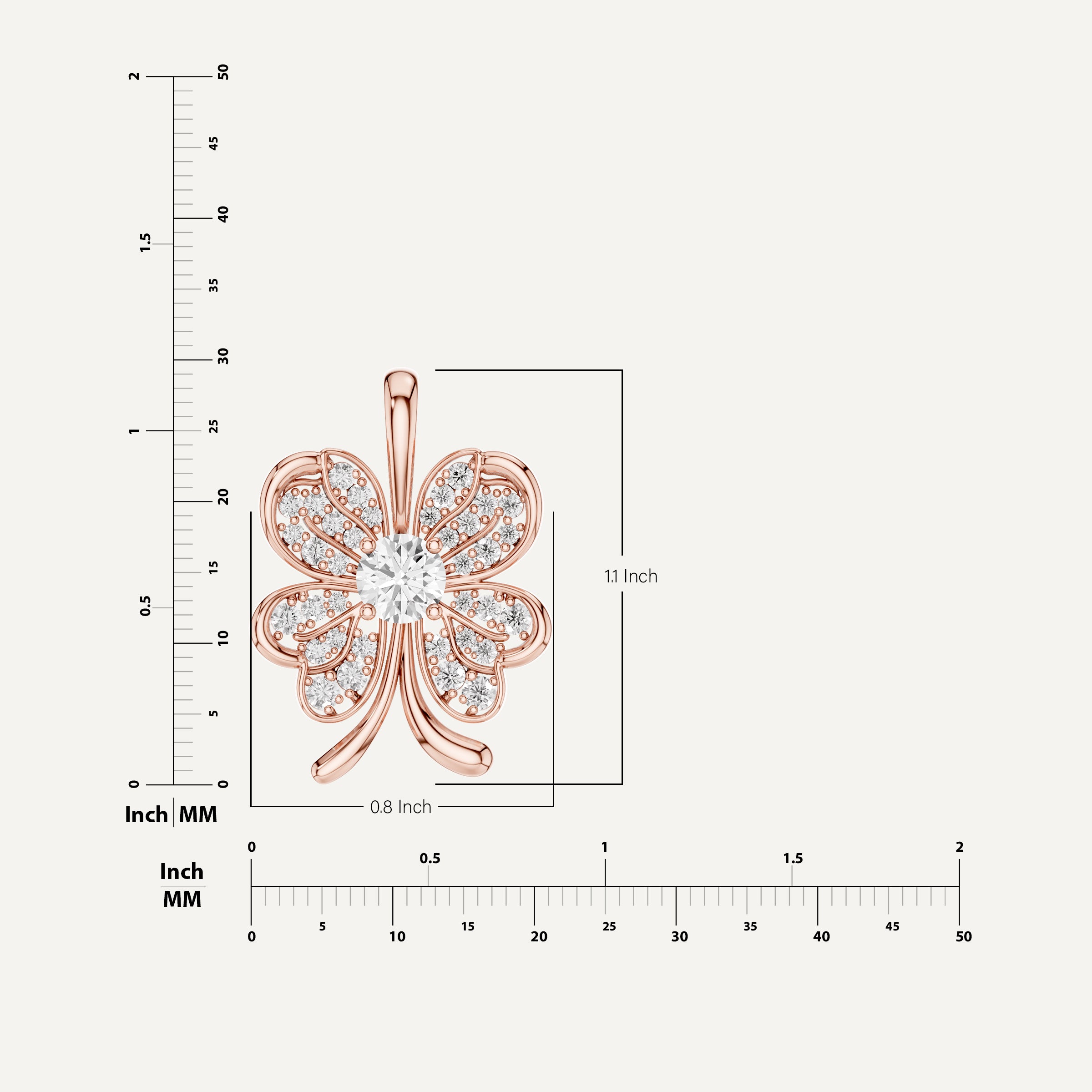 Clovery, Clover Leaf Pendant in 14K Rose Gold