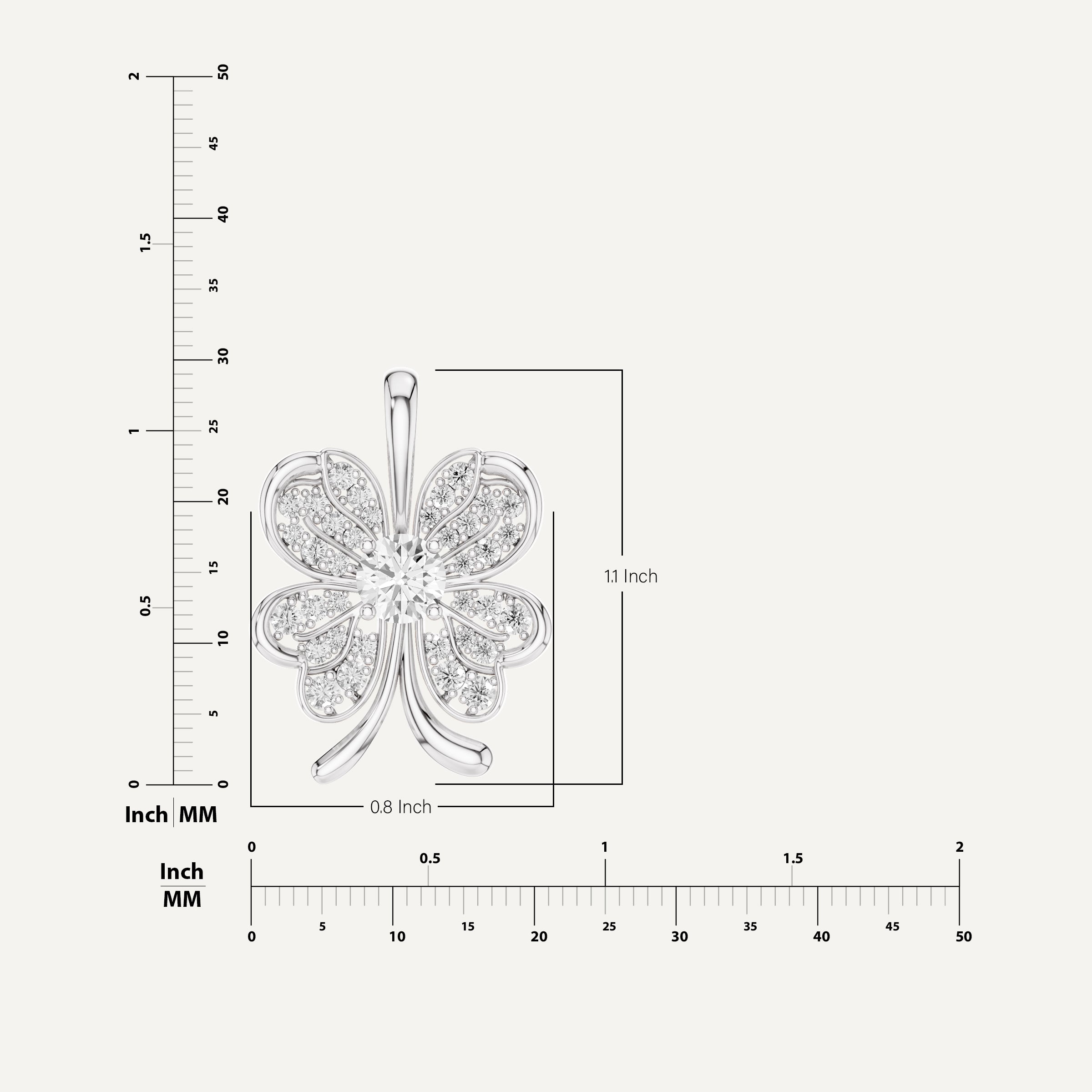 Clovery, Clover Leaf Pendant in 14K White Gold