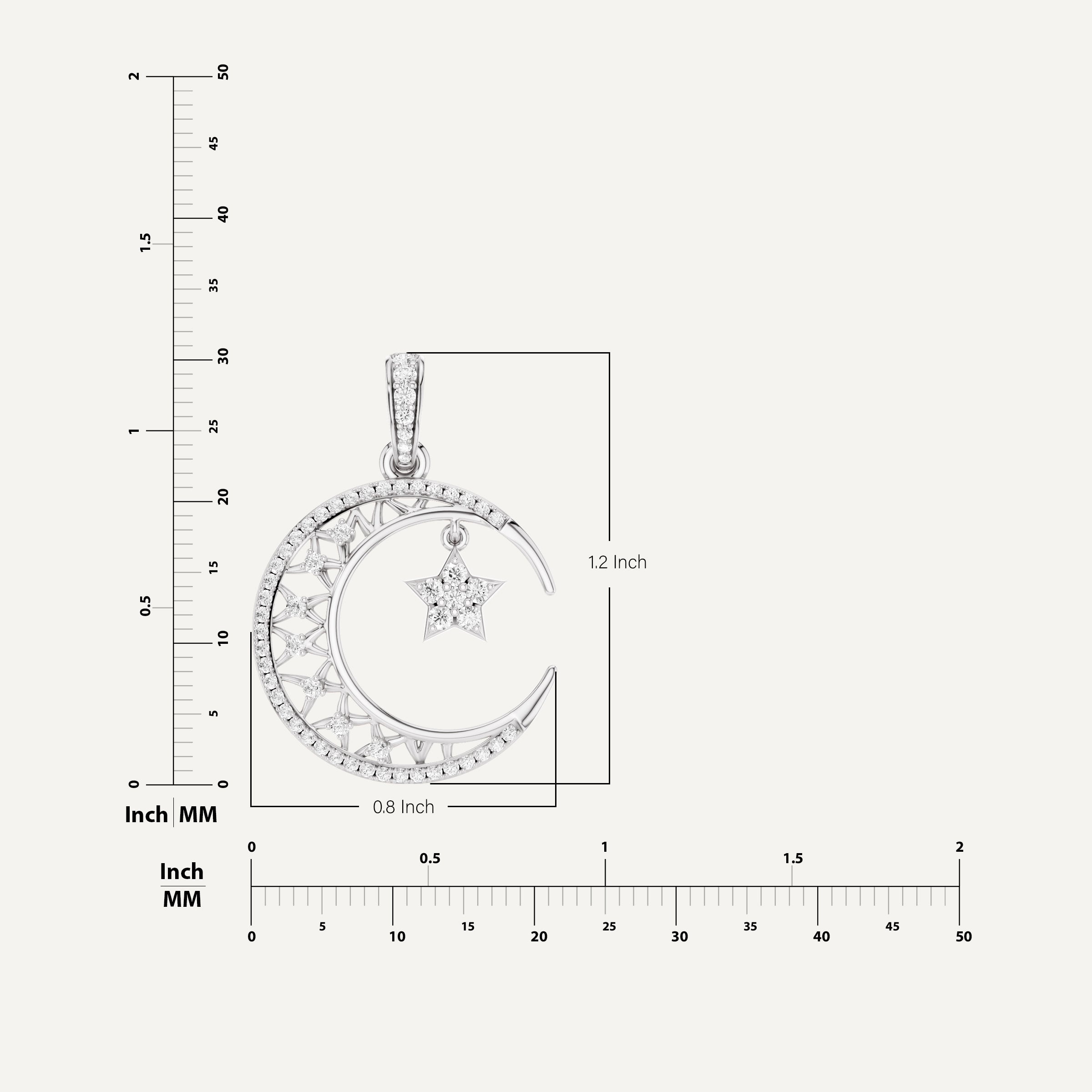 Moonveil, Moon Pendant in 14K White Gold