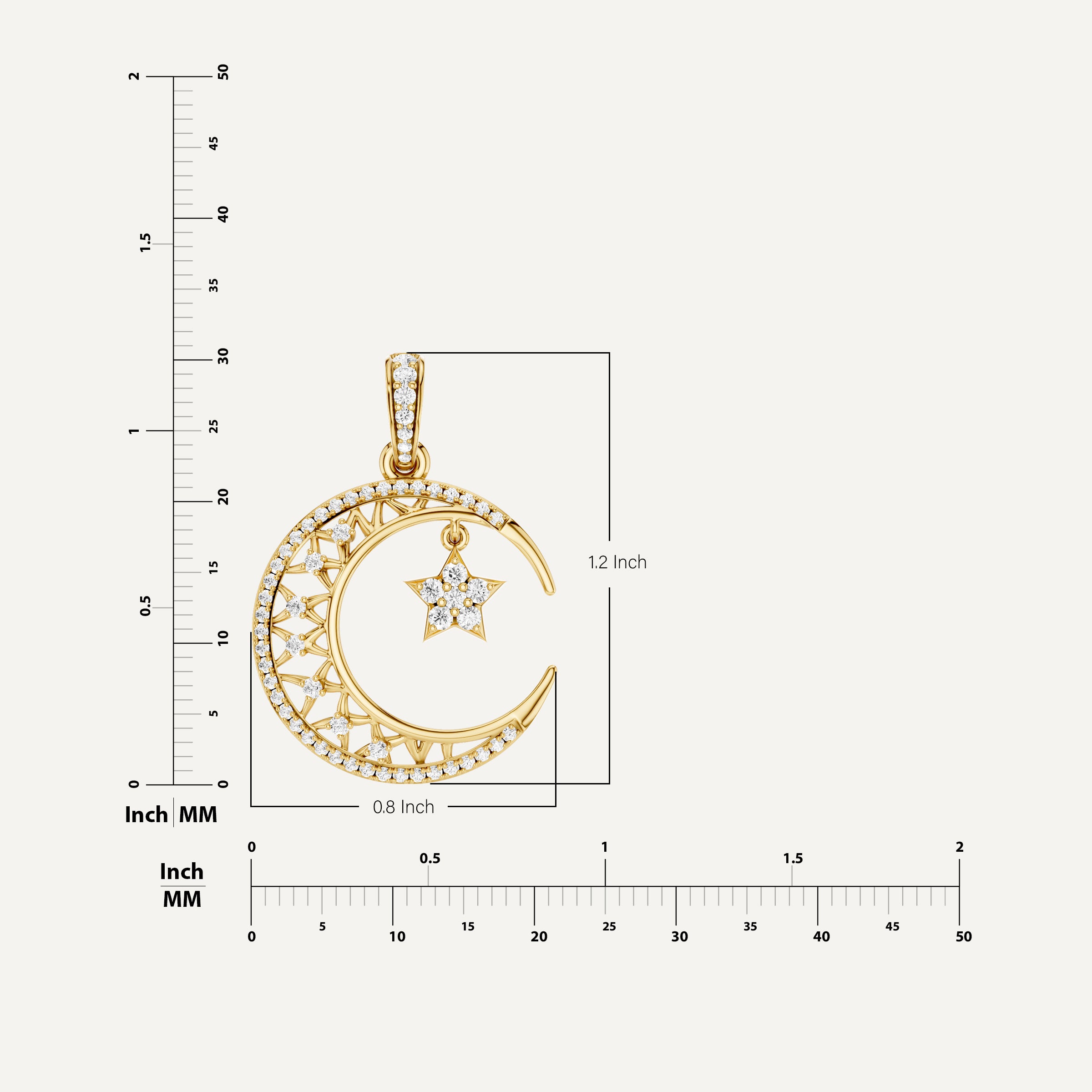 Moonveil, Moon Pendant in 14K Yellow Gold