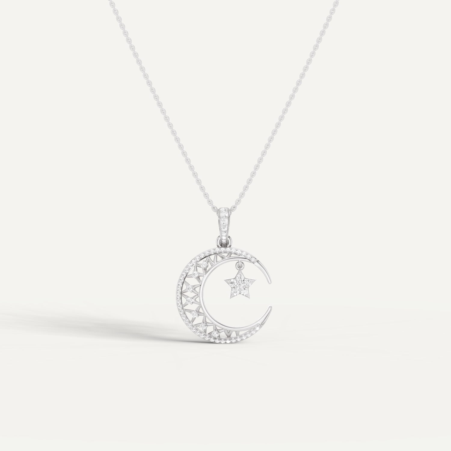 Moonveil, Moon Pendant in 14K White Gold