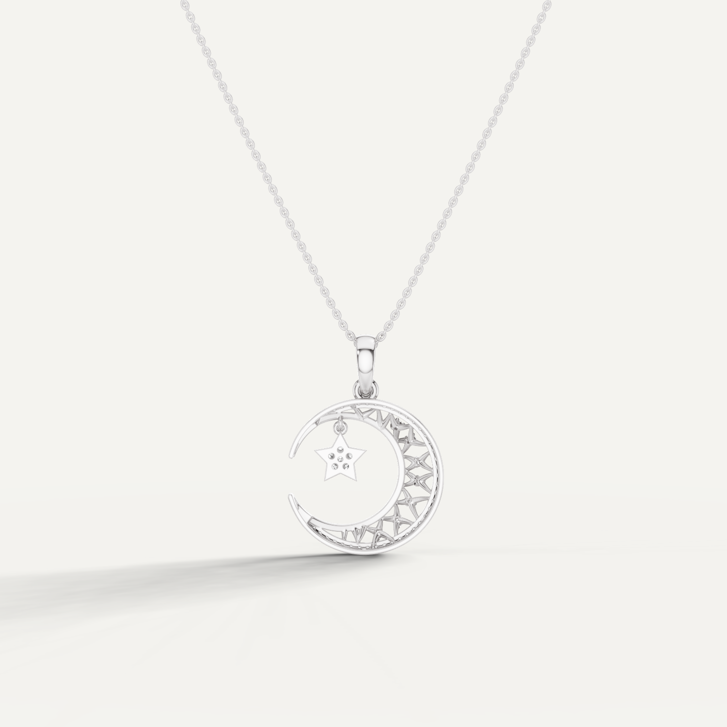 Moonveil, Moon Pendant in 14K White Gold