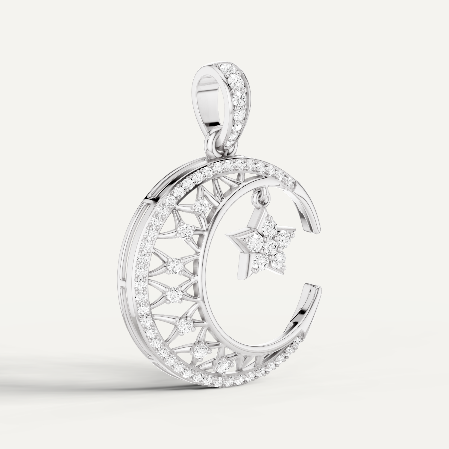 Moonveil, Moon Pendant in 18K White Gold