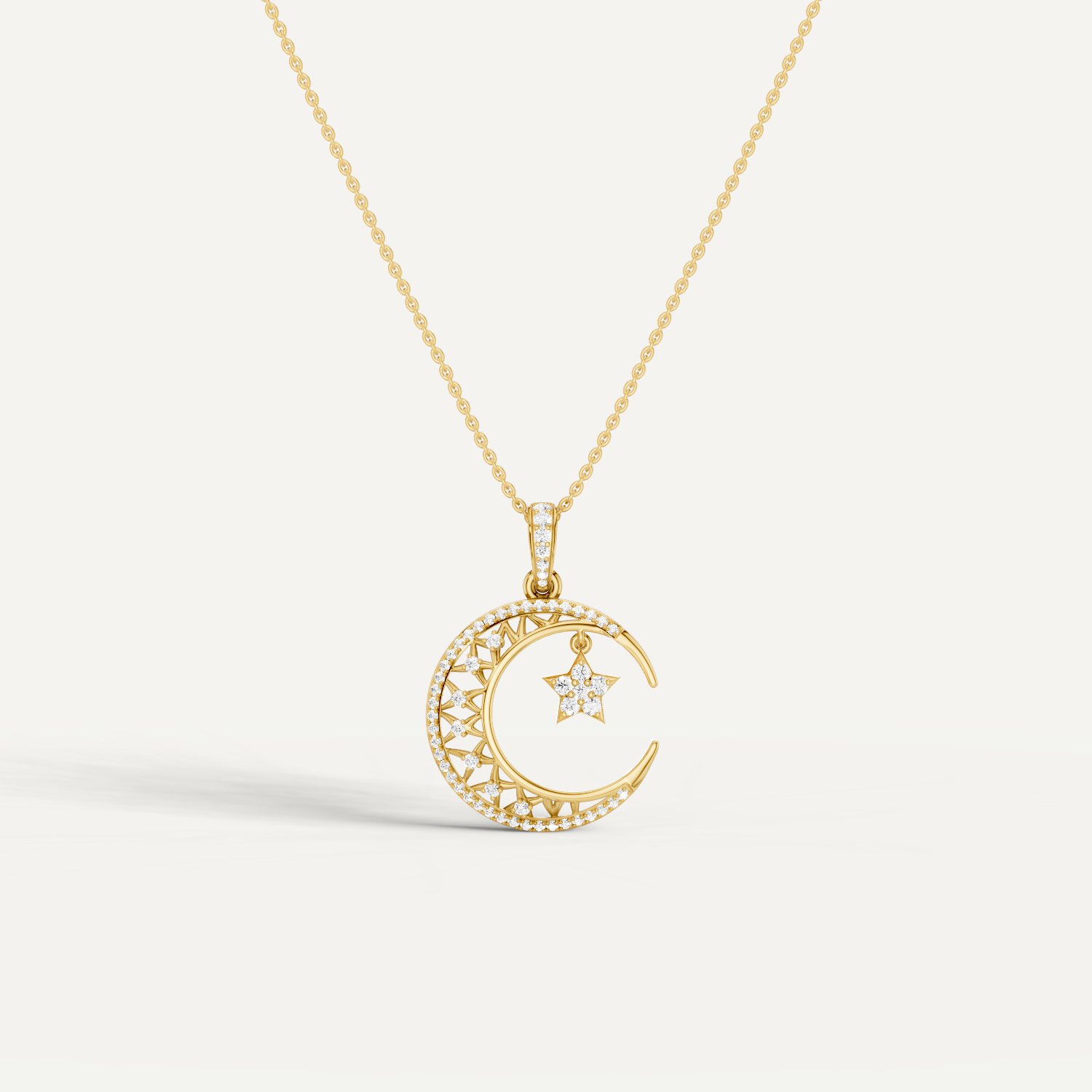 Moonveil, Moon Pendant in 14K Yellow Gold
