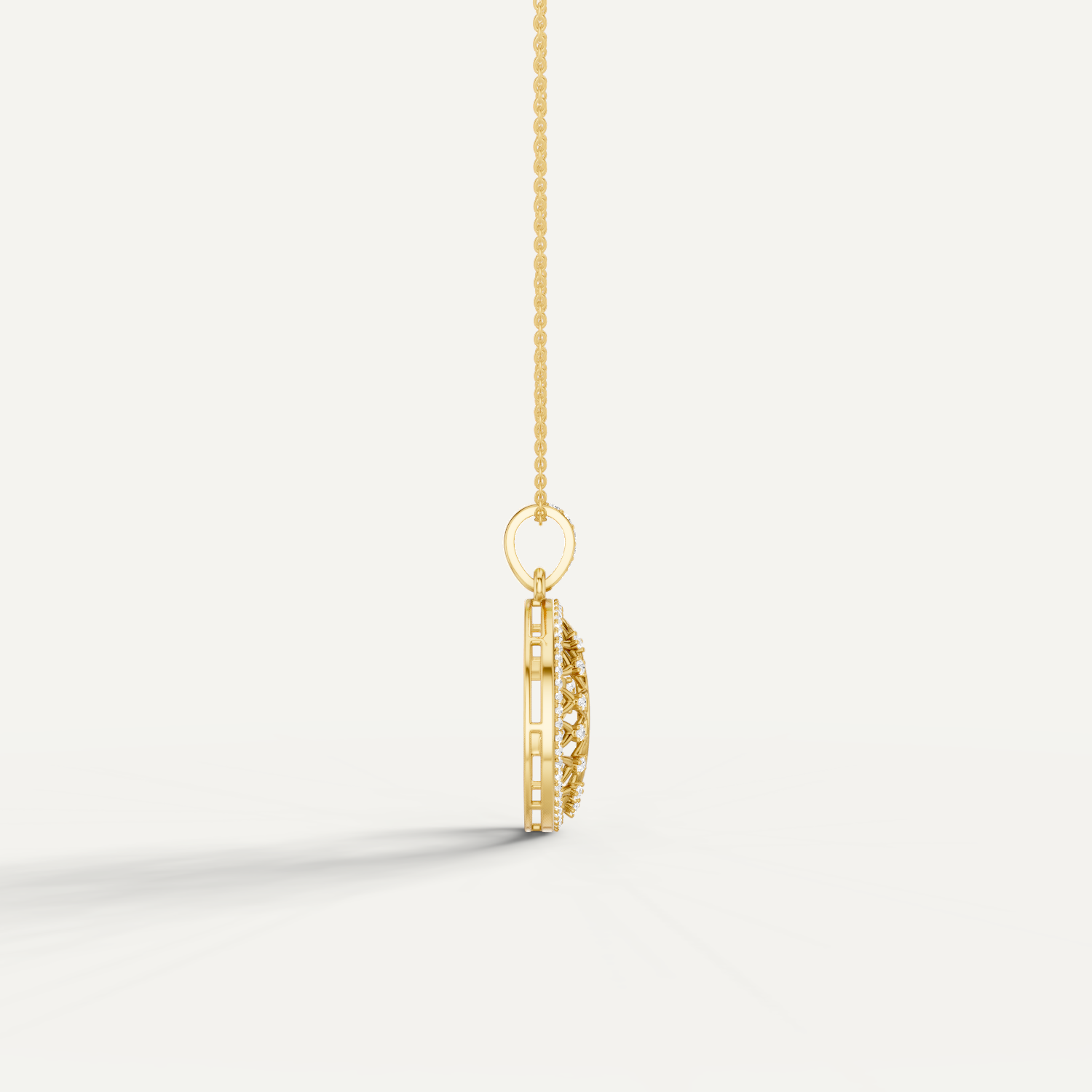 Moonveil, Moon Pendant in 14K Yellow Gold