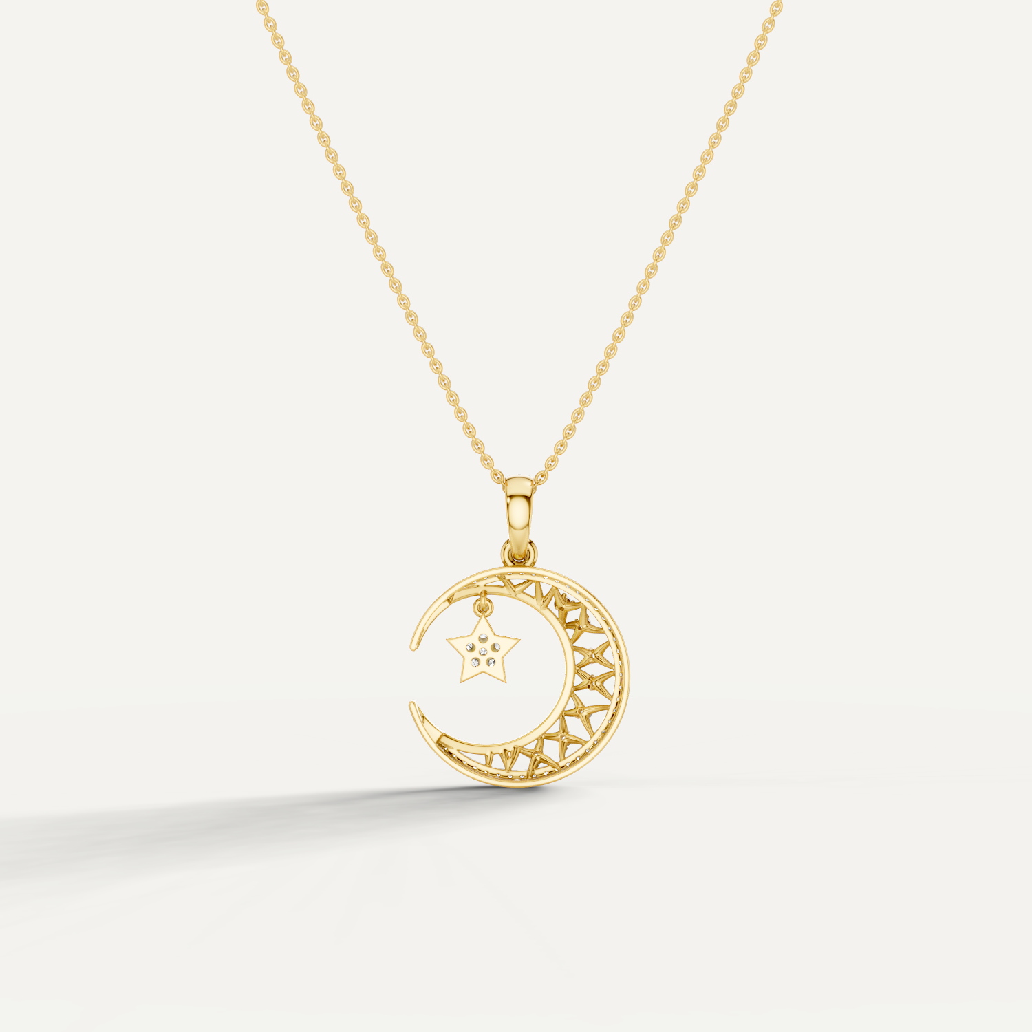Moonveil, Moon Pendant in 14K Yellow Gold
