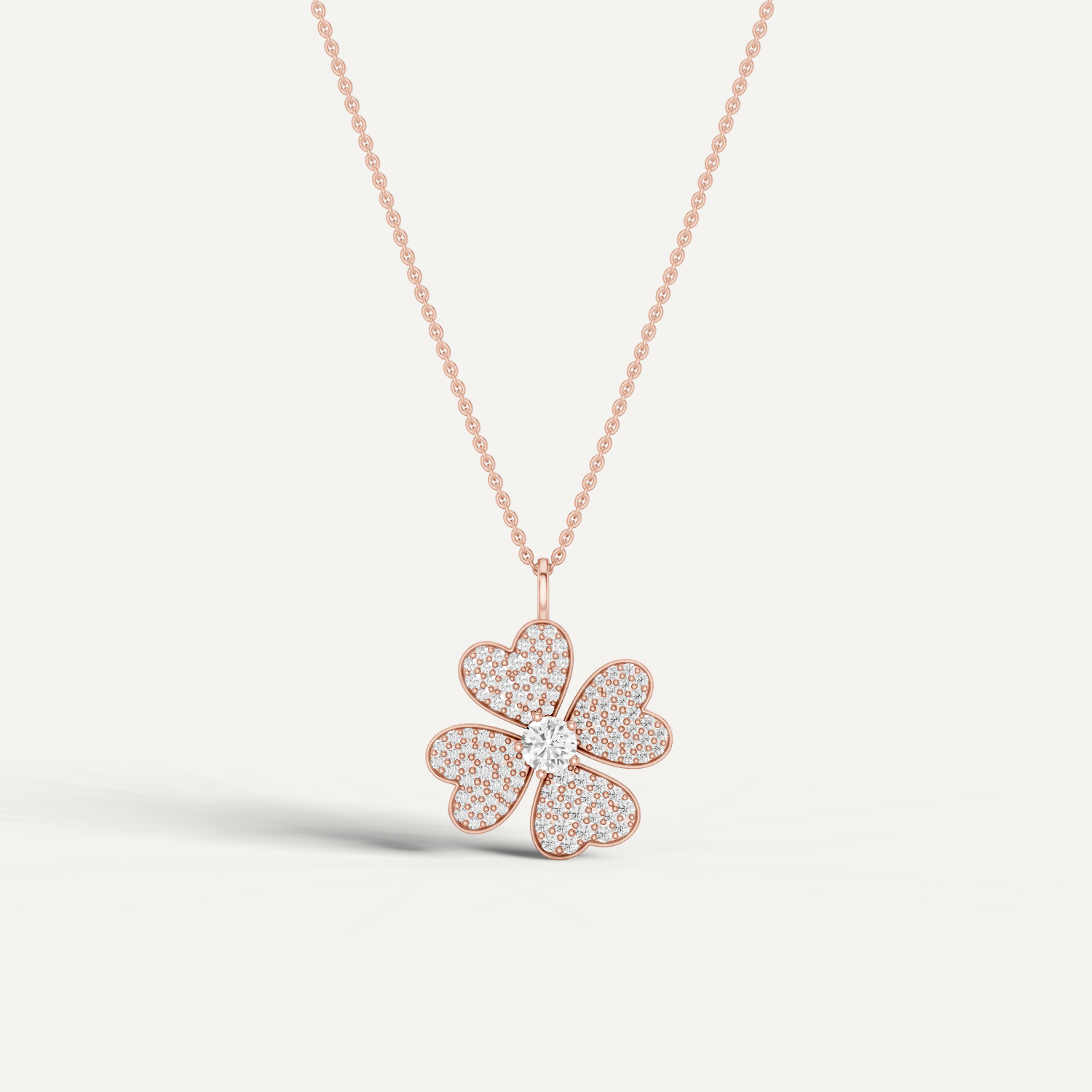 Lustre Clover Leaf Pendant in 14K Rose Gold