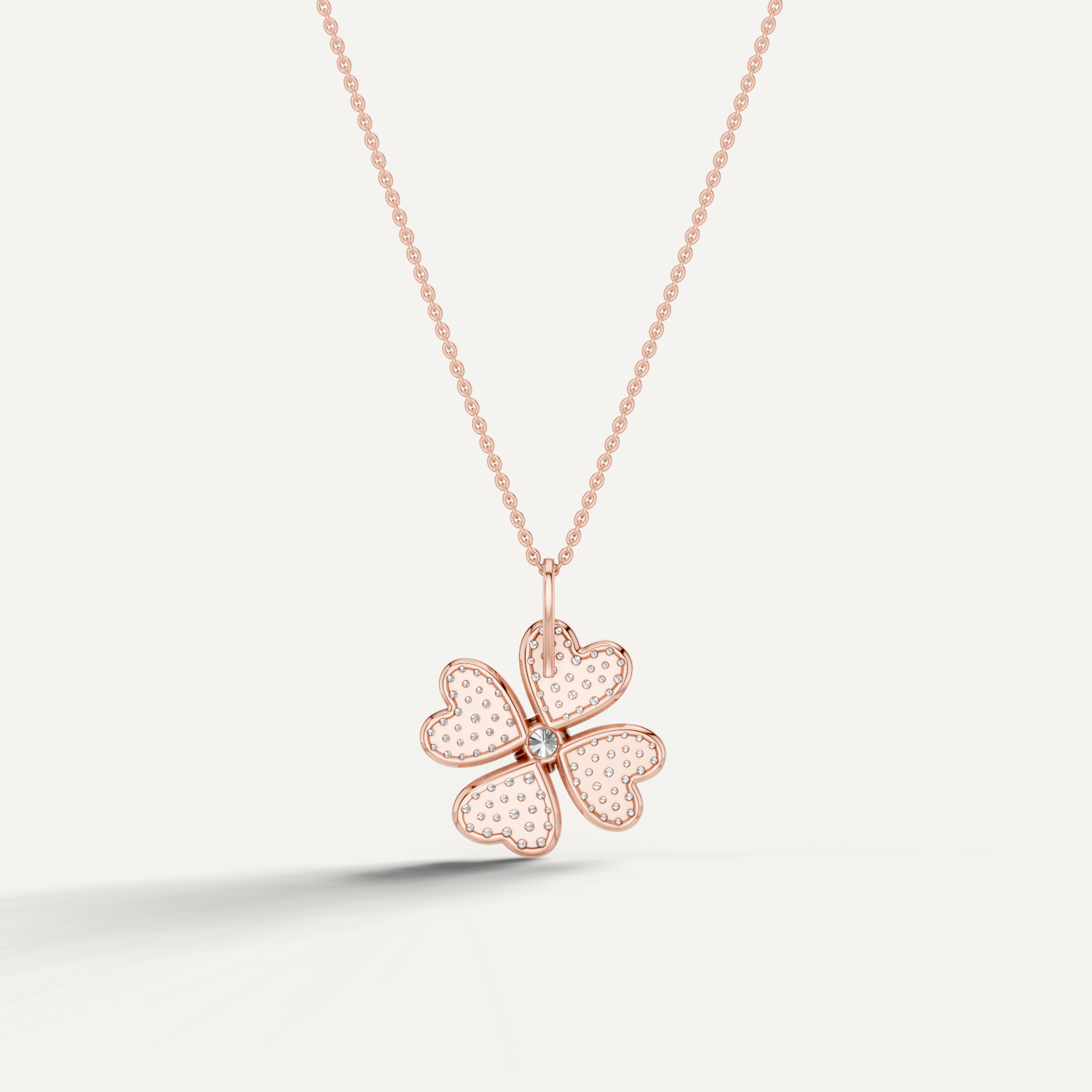 Lustre Clover Leaf Pendant in 14K Rose Gold