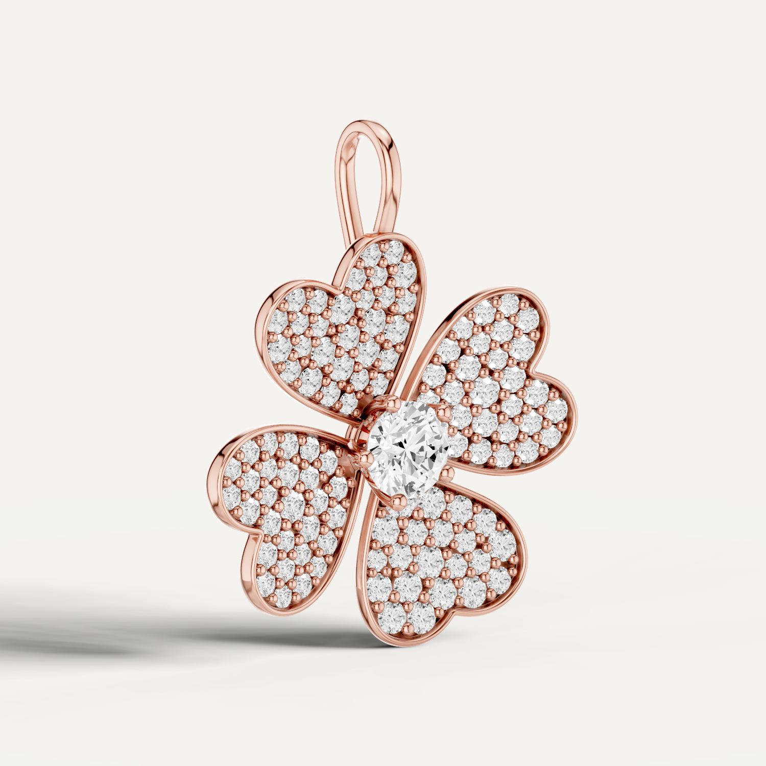 Lustre Clover Leaf Pendant in 14K Rose Gold
