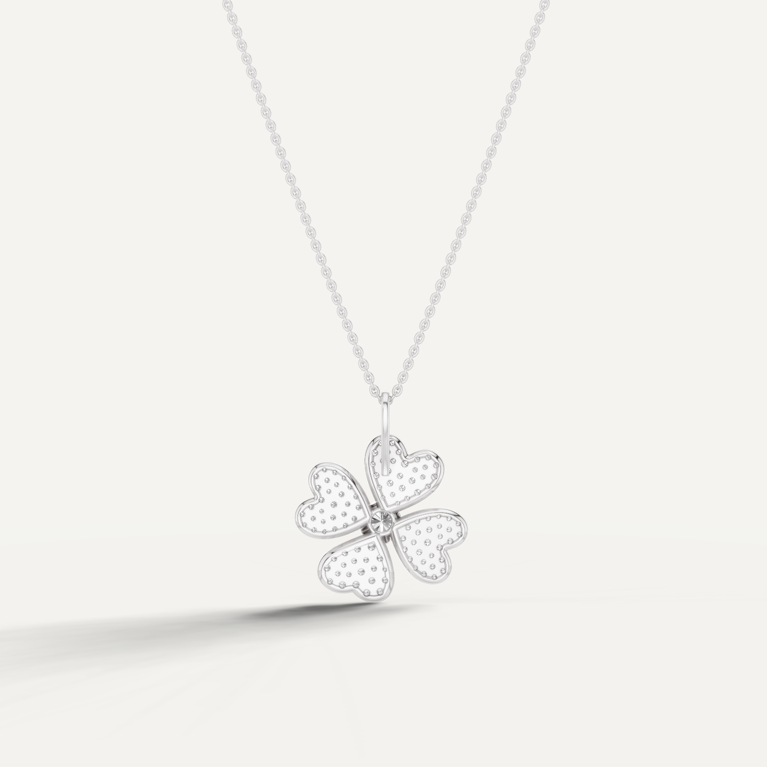Lustre, Clover Leaf Pendant in 18K White Gold