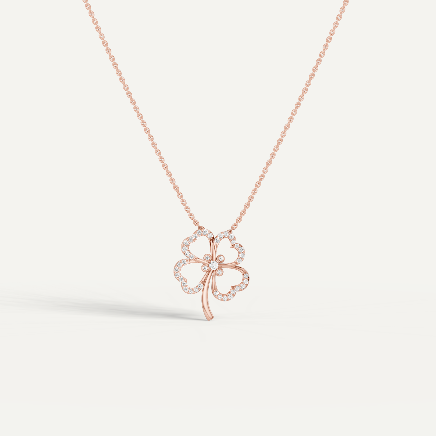 Felicia, Clover Leaf Pendant in 18K Rose Gold