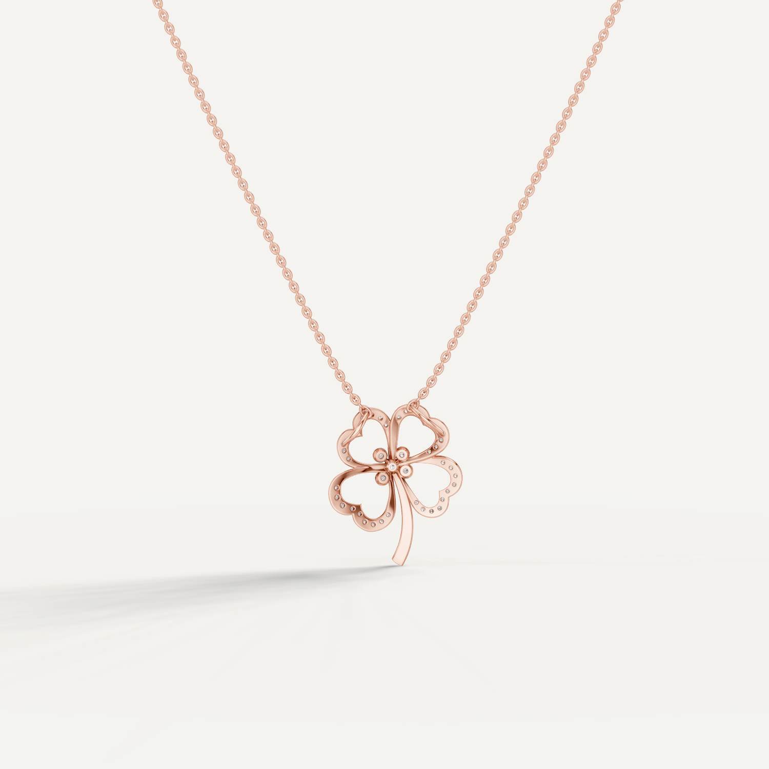 Felicia, Clover Leaf Pendant in 14K Rose Gold