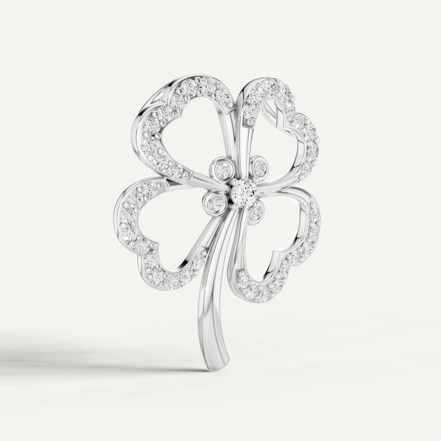 Felicia, Clover Leaf Pendant in 18K White Gold