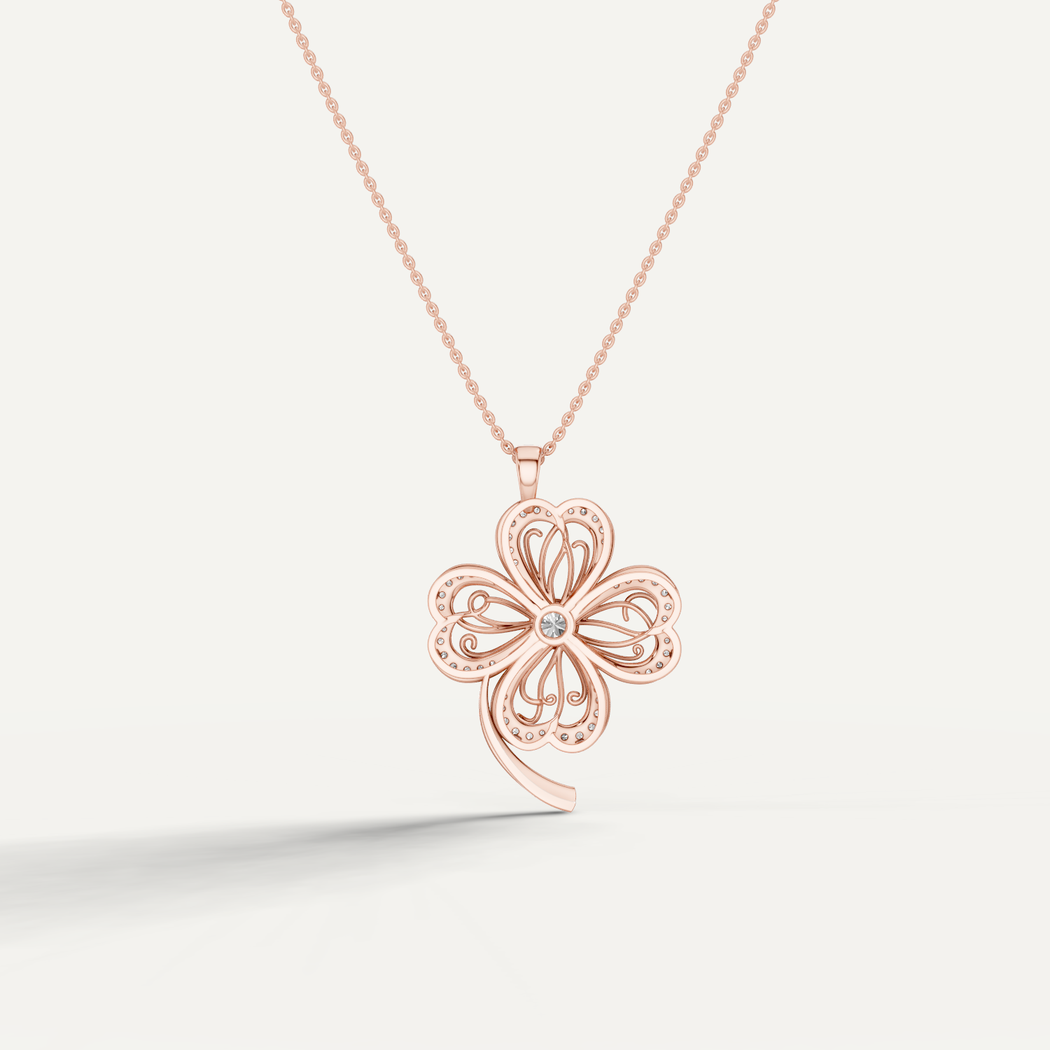 Faery, Clover Leaf Pendant in 18K Rose Gold