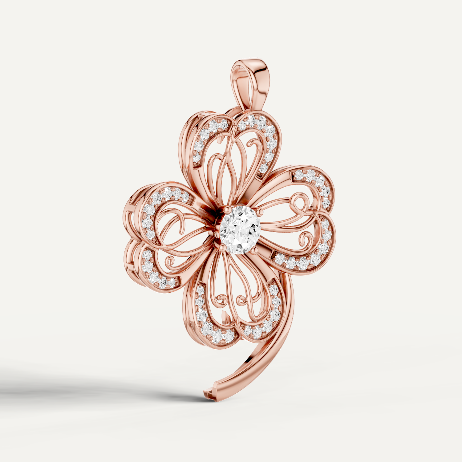 Faery, Clover Leaf Pendant in 14K Rose Gold