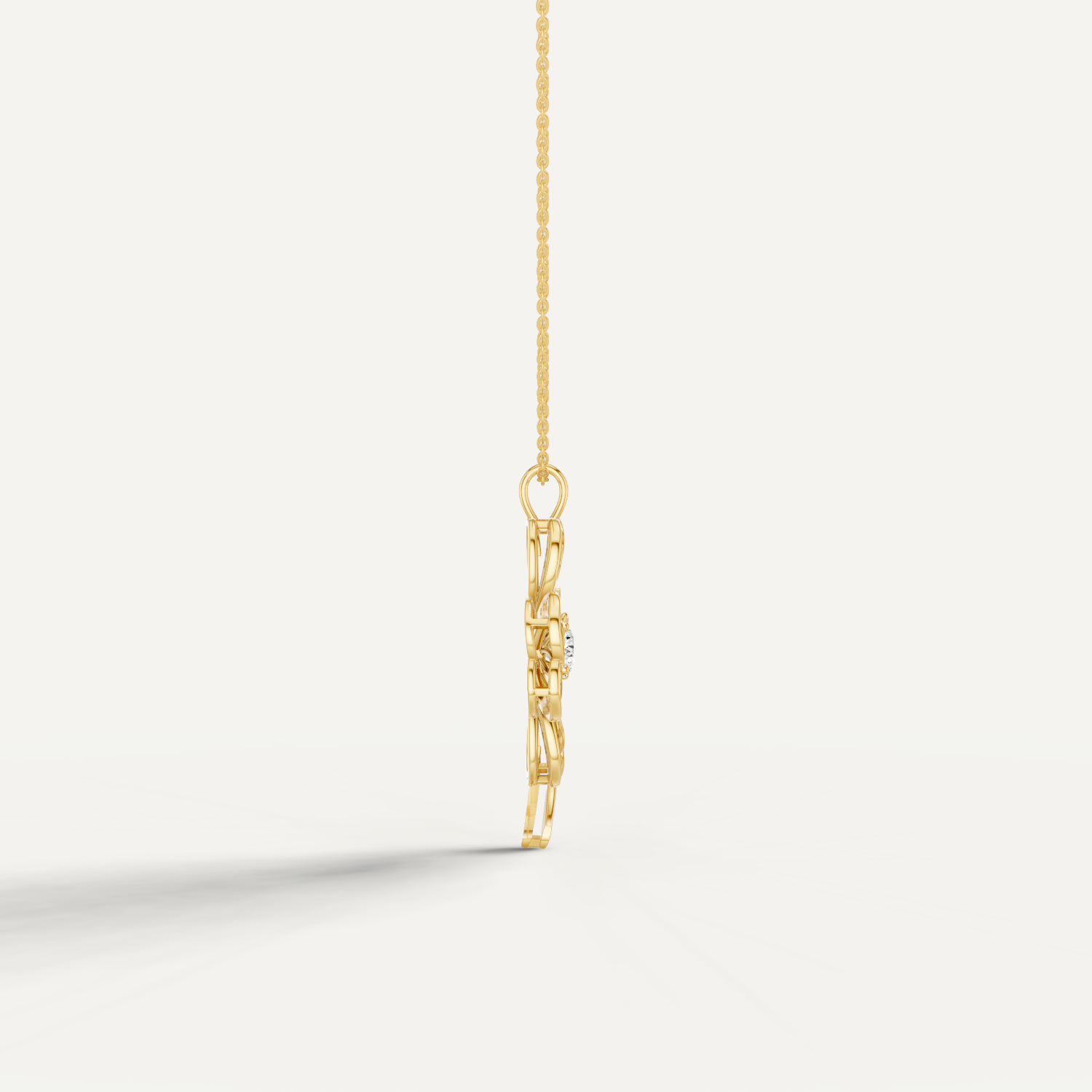 Faery, Clover Leaf Pendant in 18K Yellow Gold